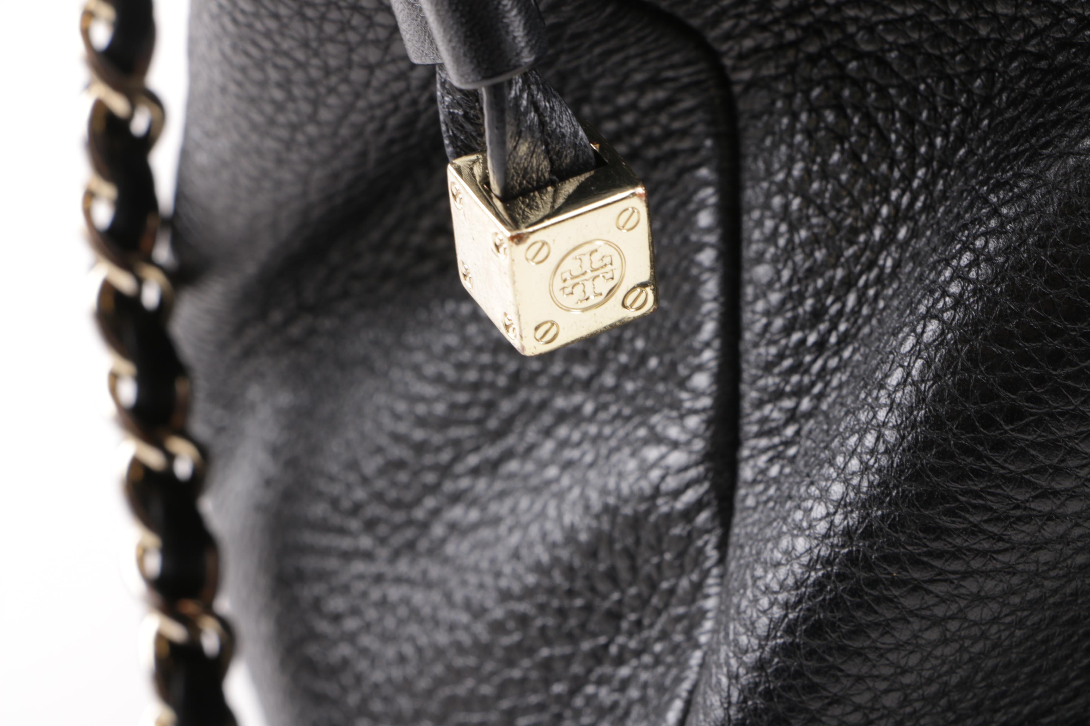 Tory Burch Black Pebbled Leather Shoulder Bag