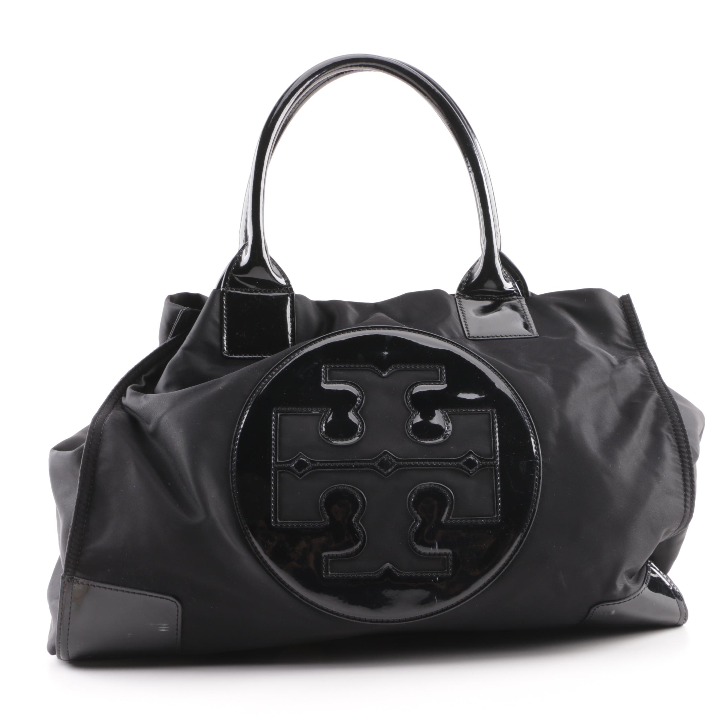 ELLA by Tory Burch Black Nylon and Patent Leather Tote Bag