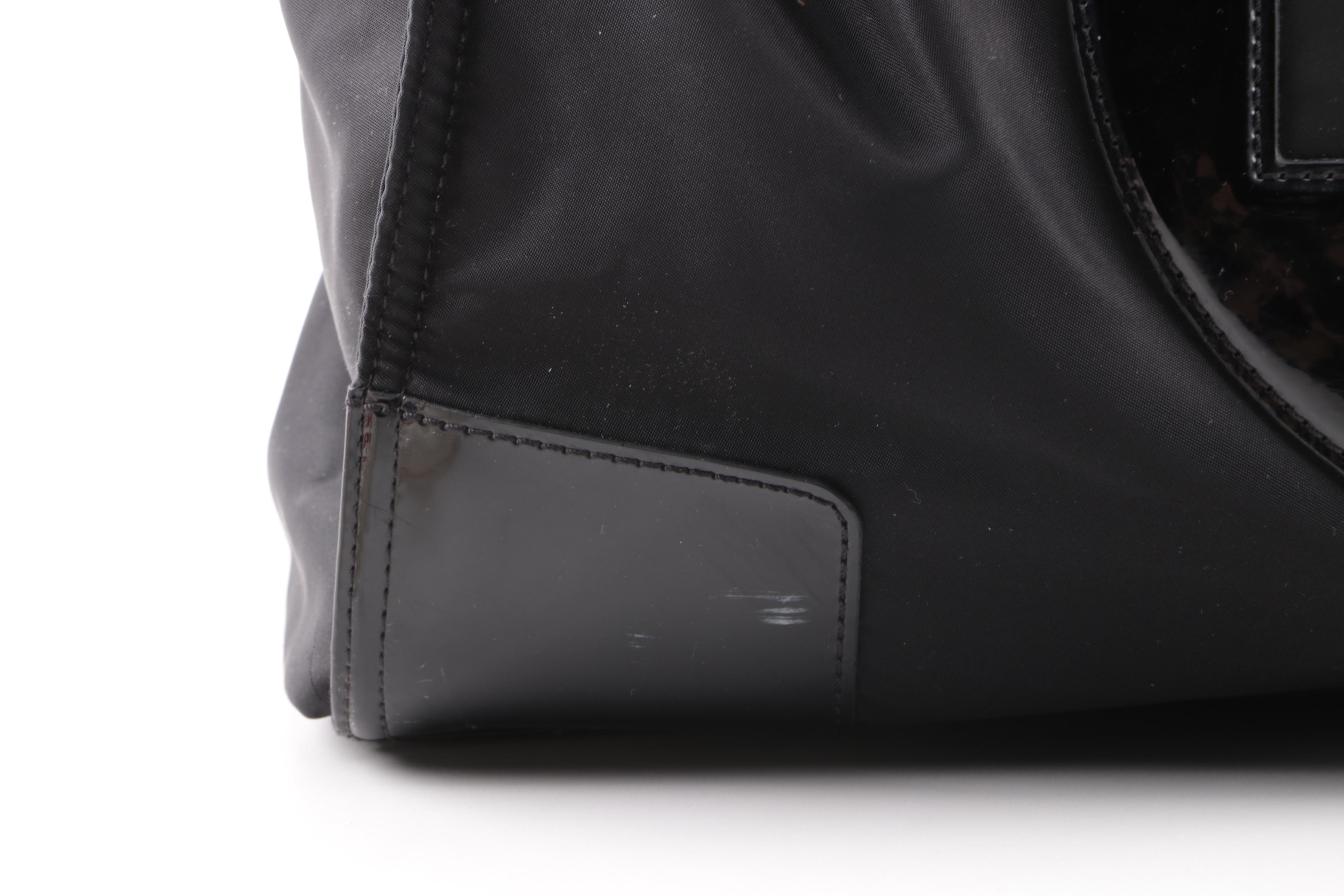 ELLA by Tory Burch Black Nylon and Patent Leather Tote Bag