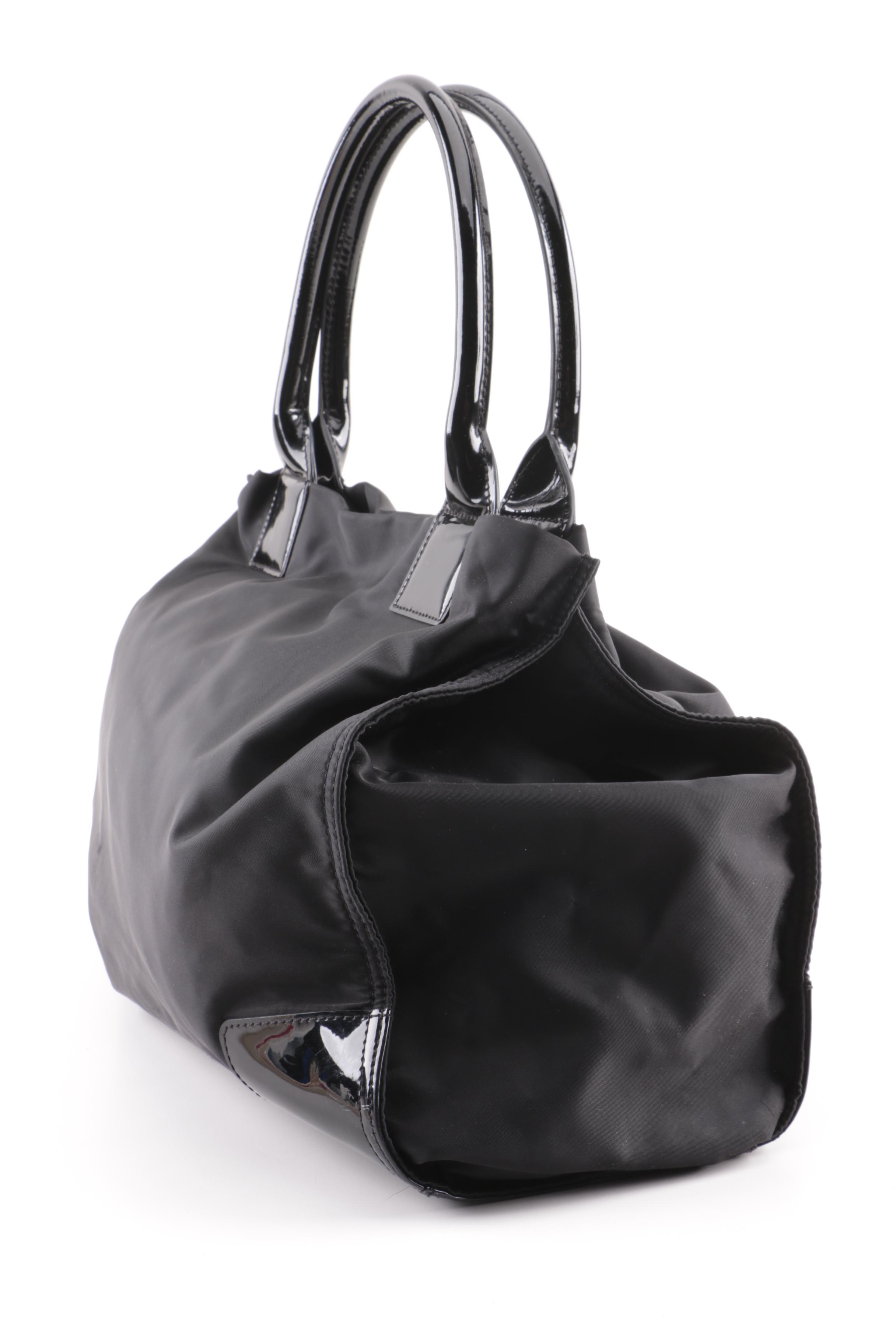 ELLA by Tory Burch Black Nylon and Patent Leather Tote Bag