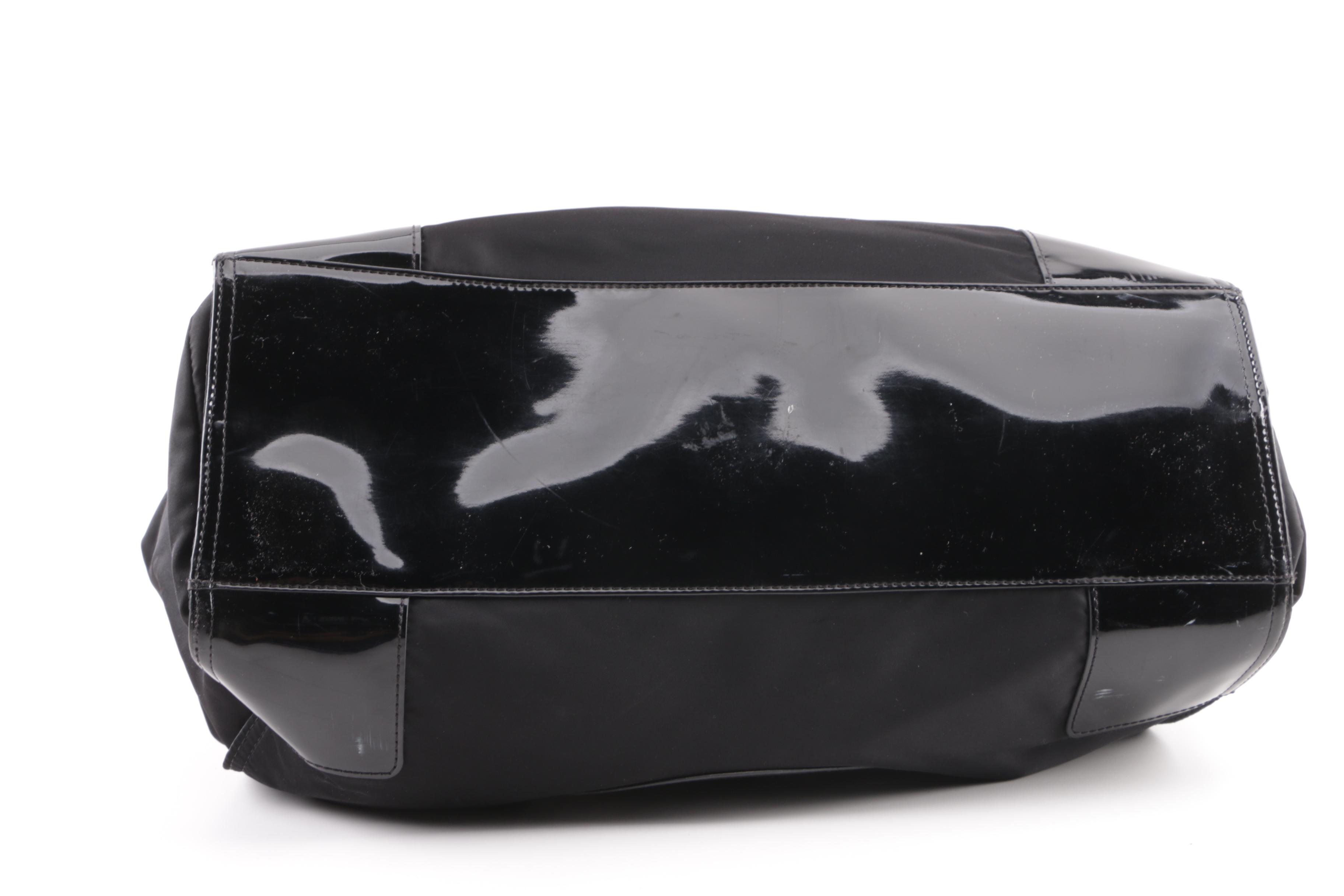 ELLA by Tory Burch Black Nylon and Patent Leather Tote Bag