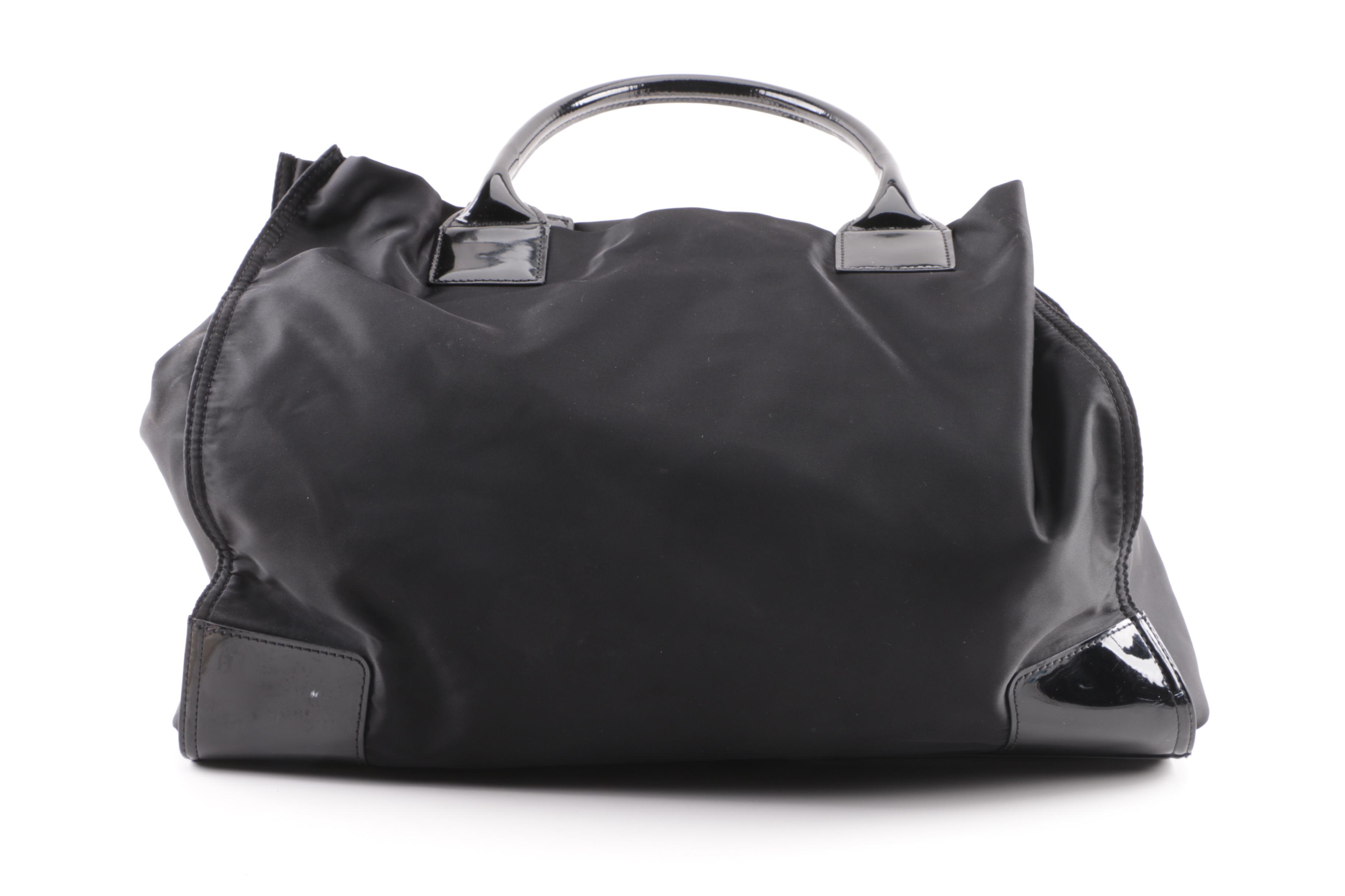 ELLA by Tory Burch Black Nylon and Patent Leather Tote Bag