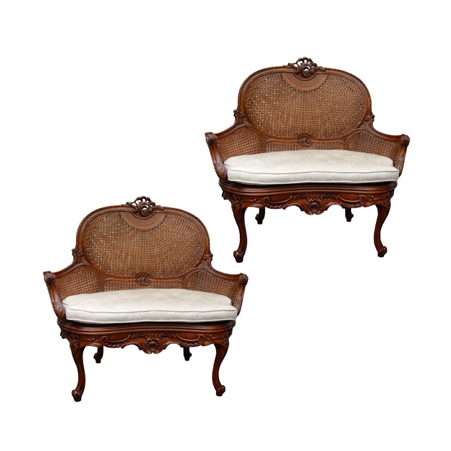 Louis XV Style Oversized Caned Beech Settees