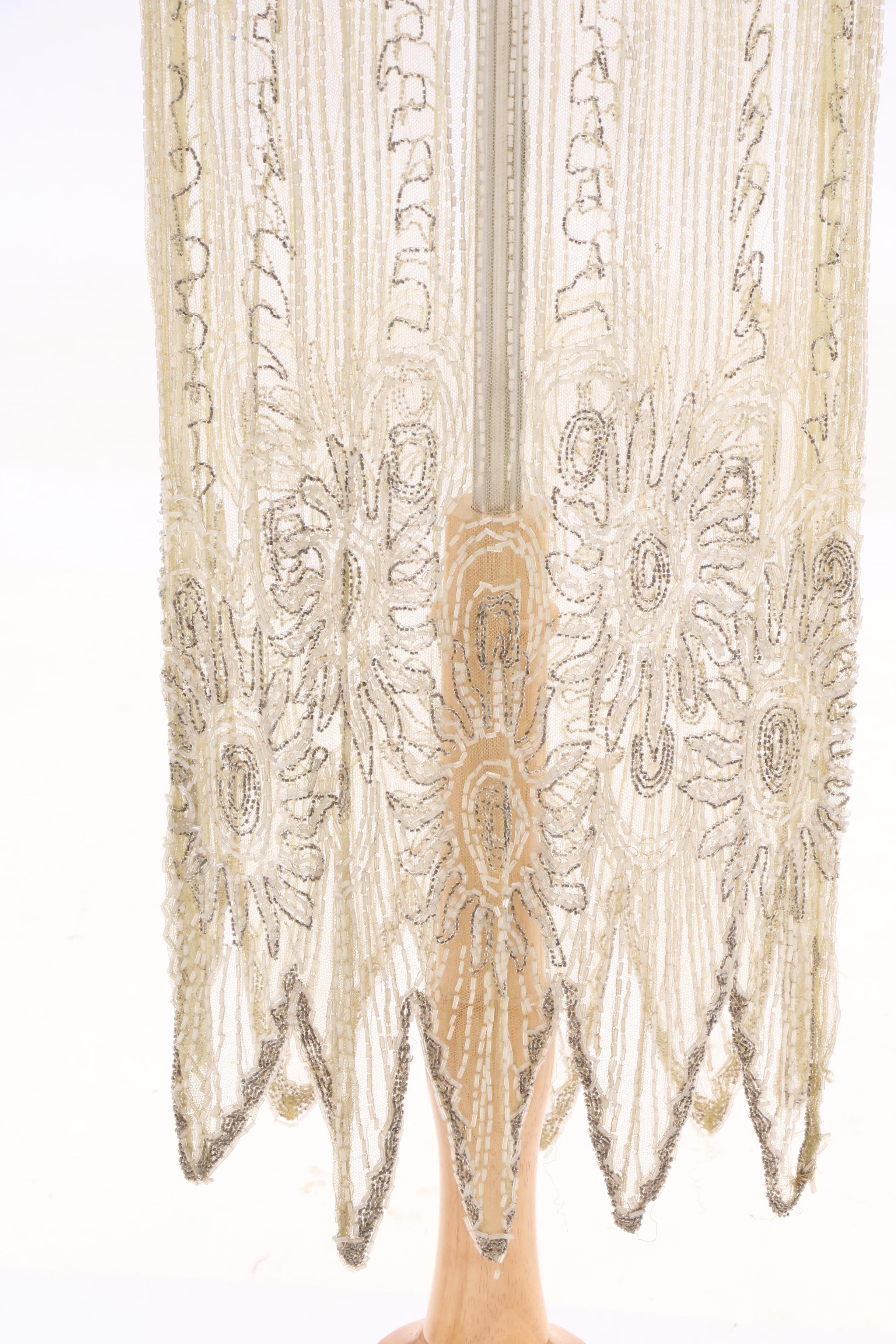1920s Vintage Sheer Beaded Tabard Over Dress