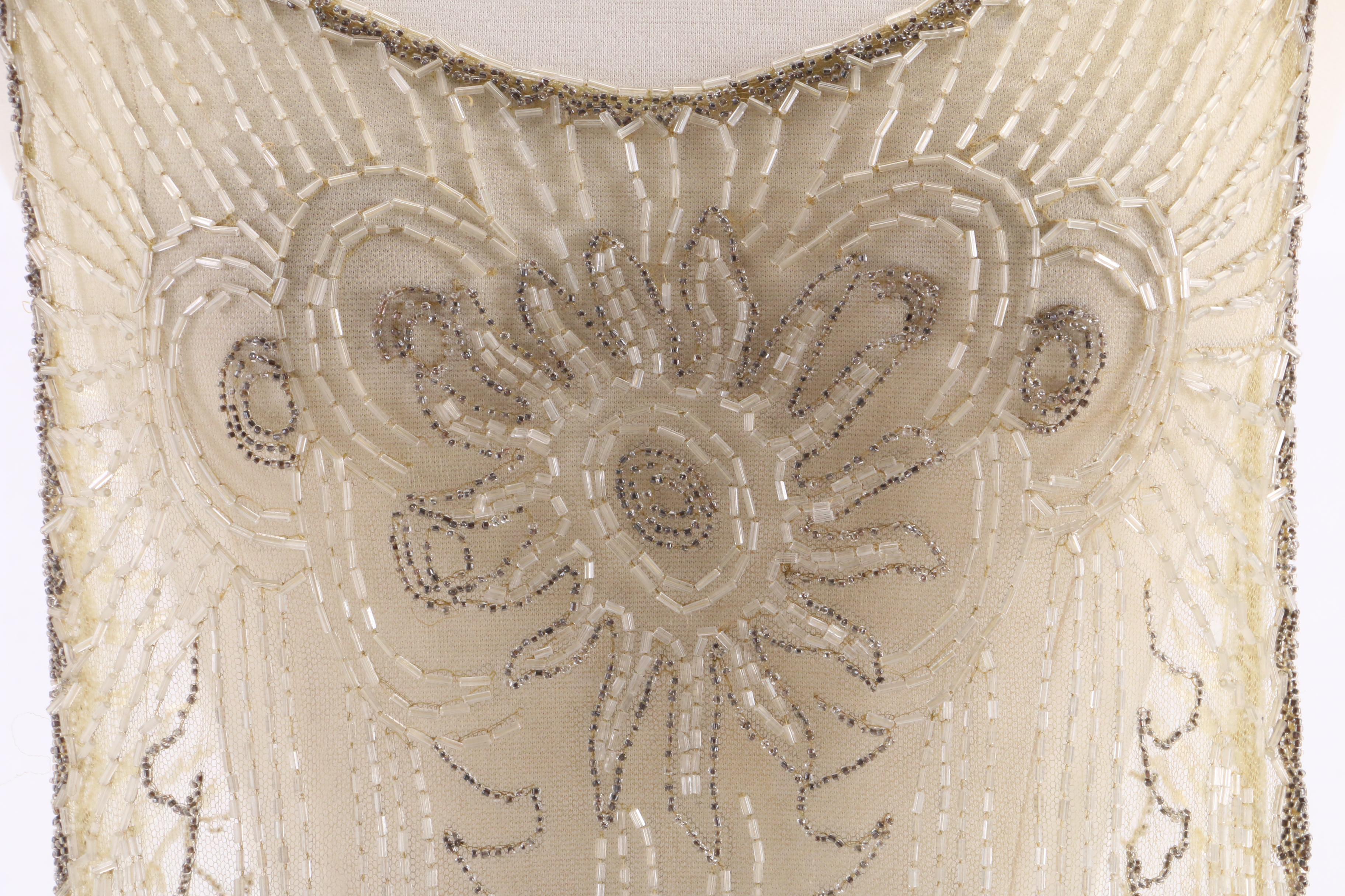 1920s Vintage Sheer Beaded Tabard Over Dress