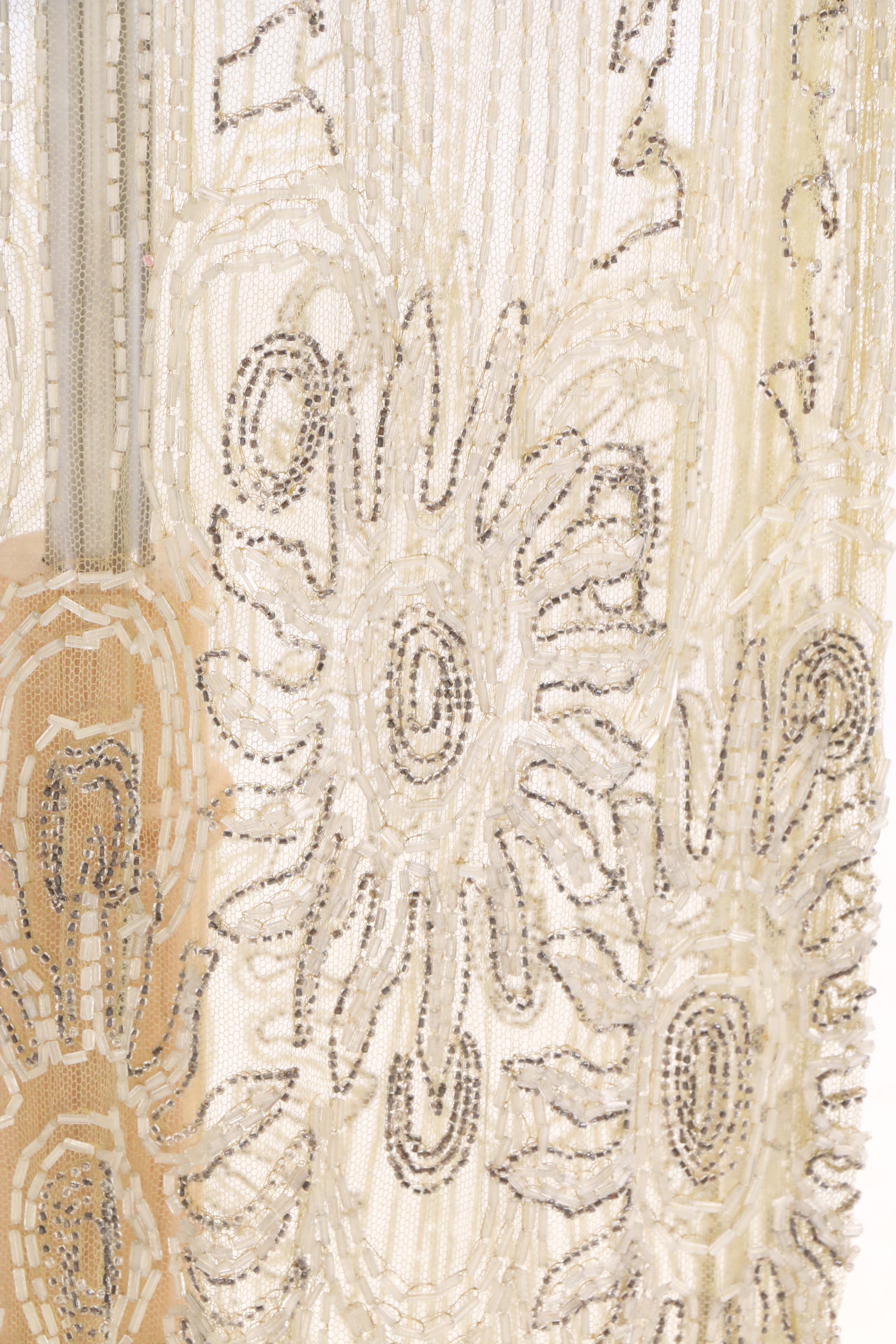 1920s Vintage Sheer Beaded Tabard Over Dress