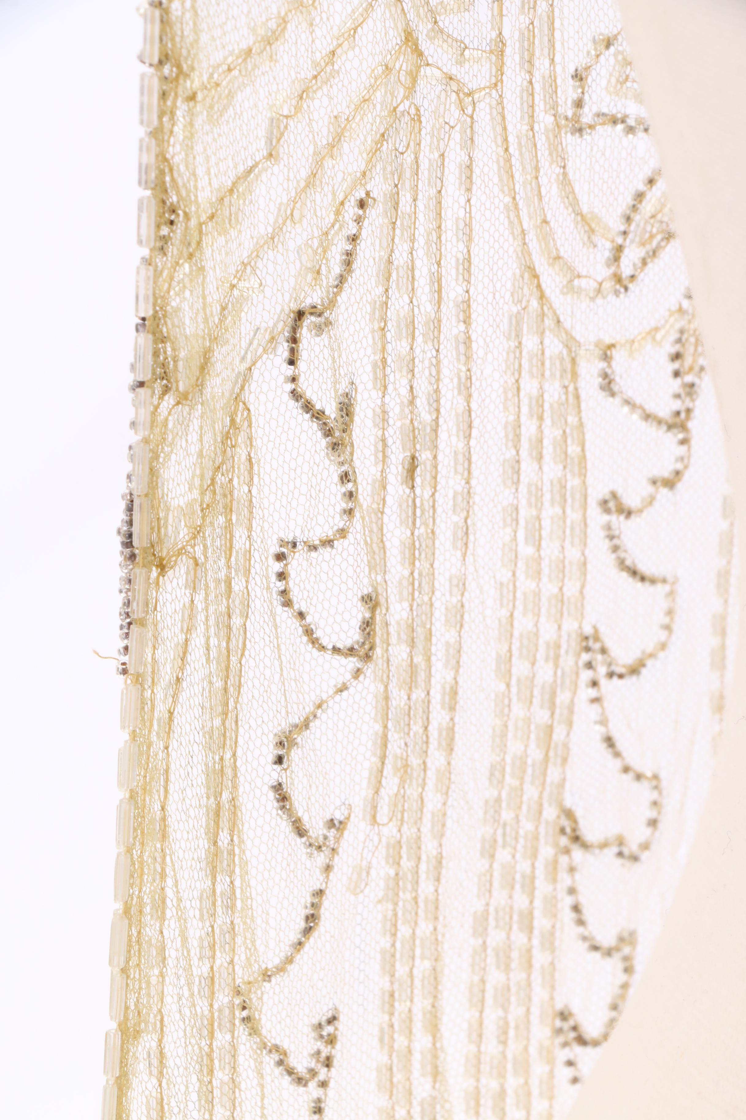 1920s Vintage Sheer Beaded Tabard Over Dress