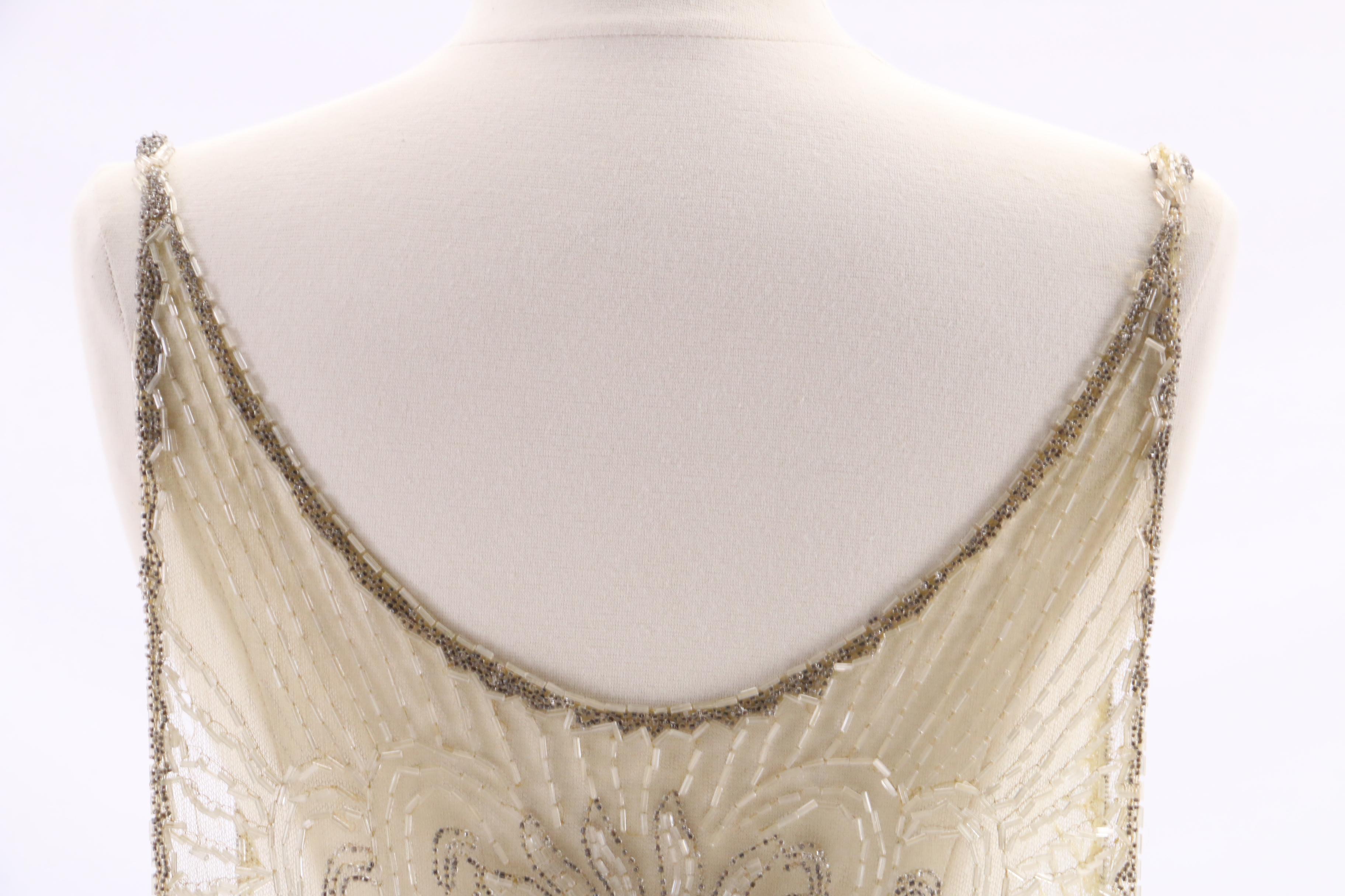 1920s Vintage Sheer Beaded Tabard Over Dress