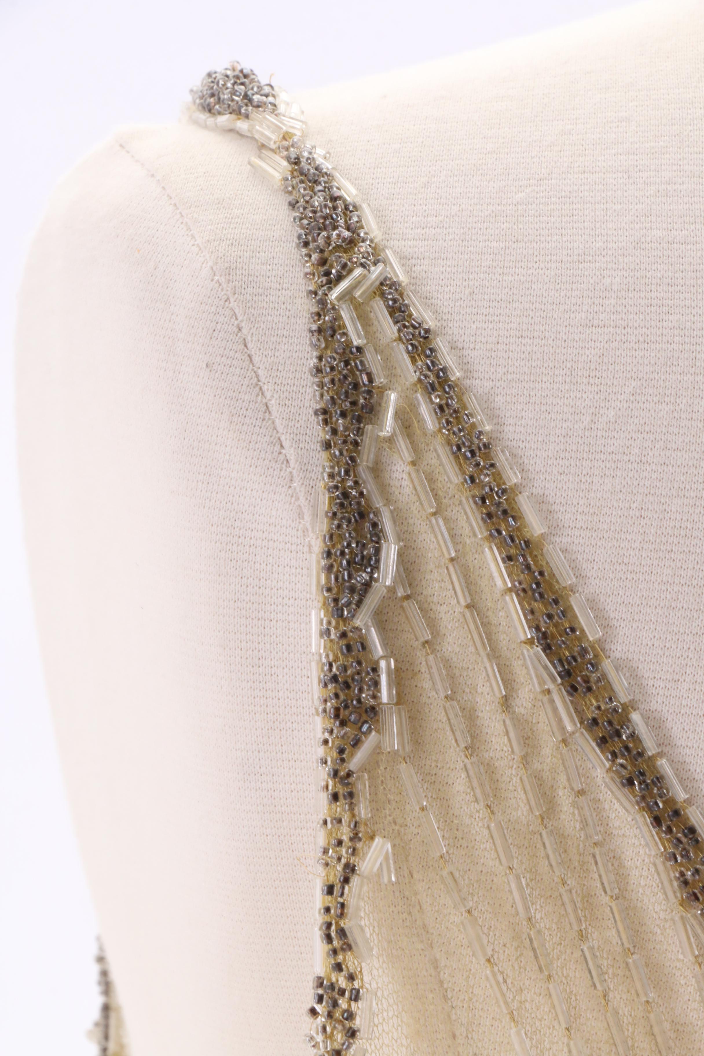 1920s Vintage Sheer Beaded Tabard Over Dress