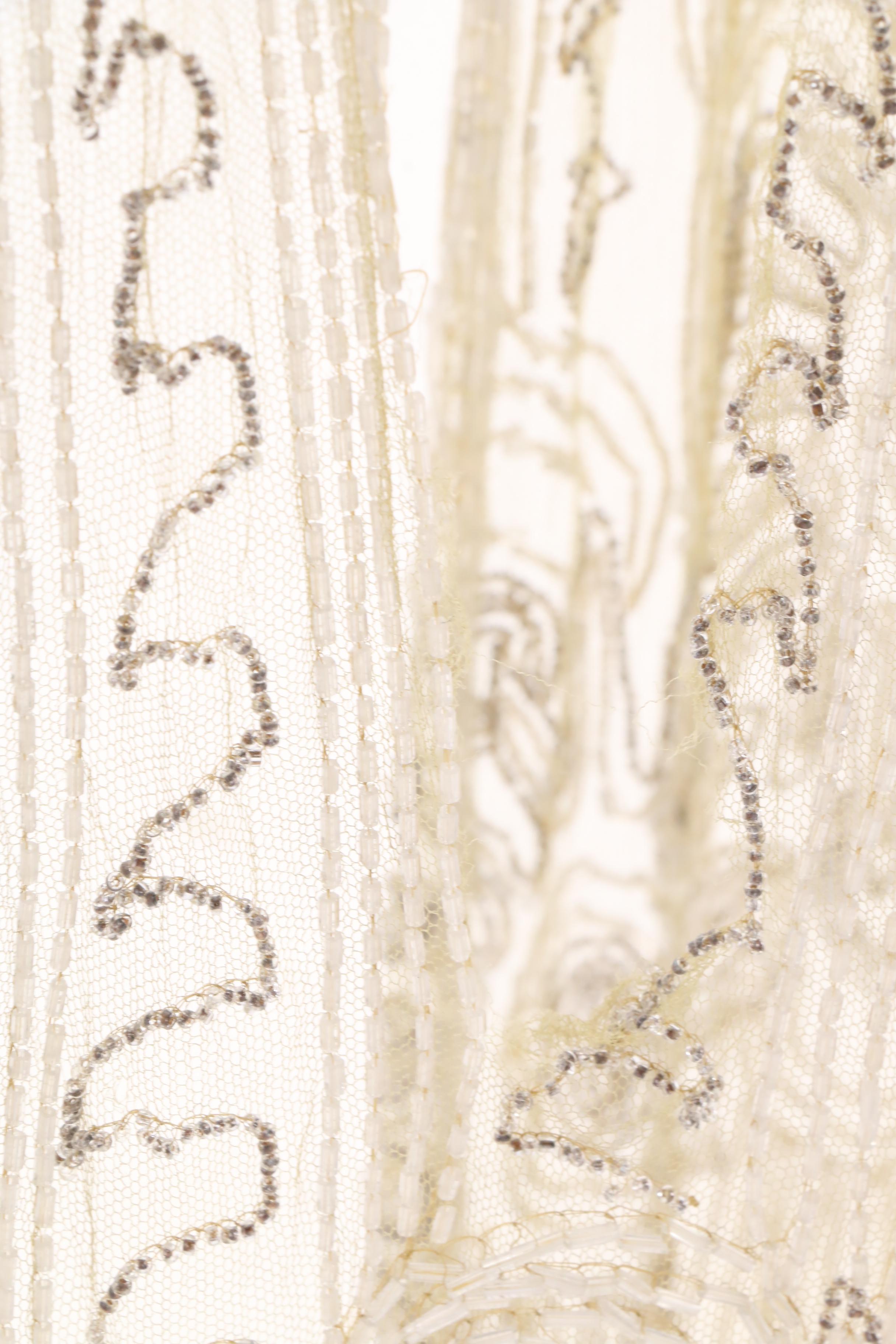 1920s Vintage Sheer Beaded Tabard Over Dress