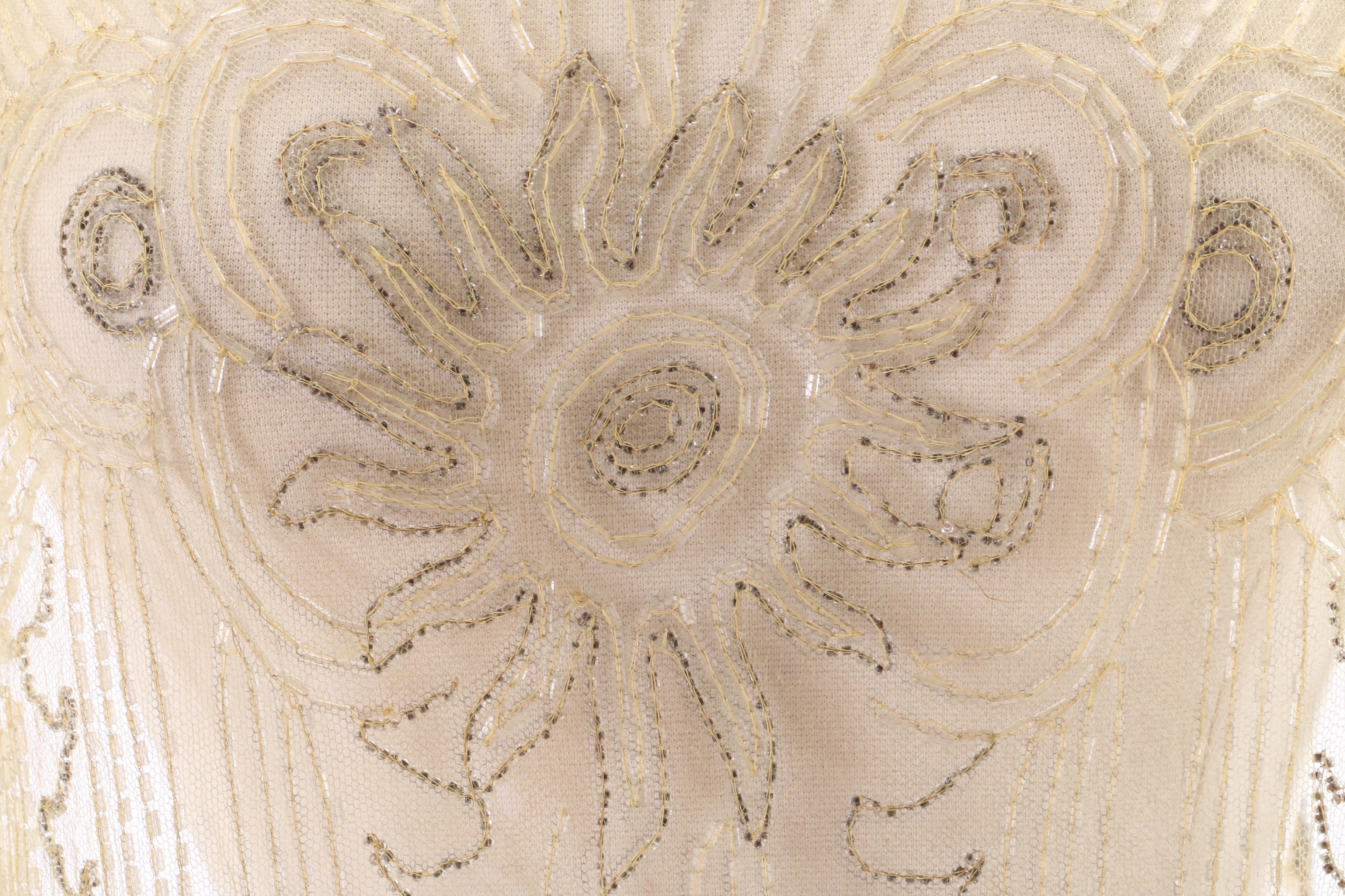 1920s Vintage Sheer Beaded Tabard Over Dress