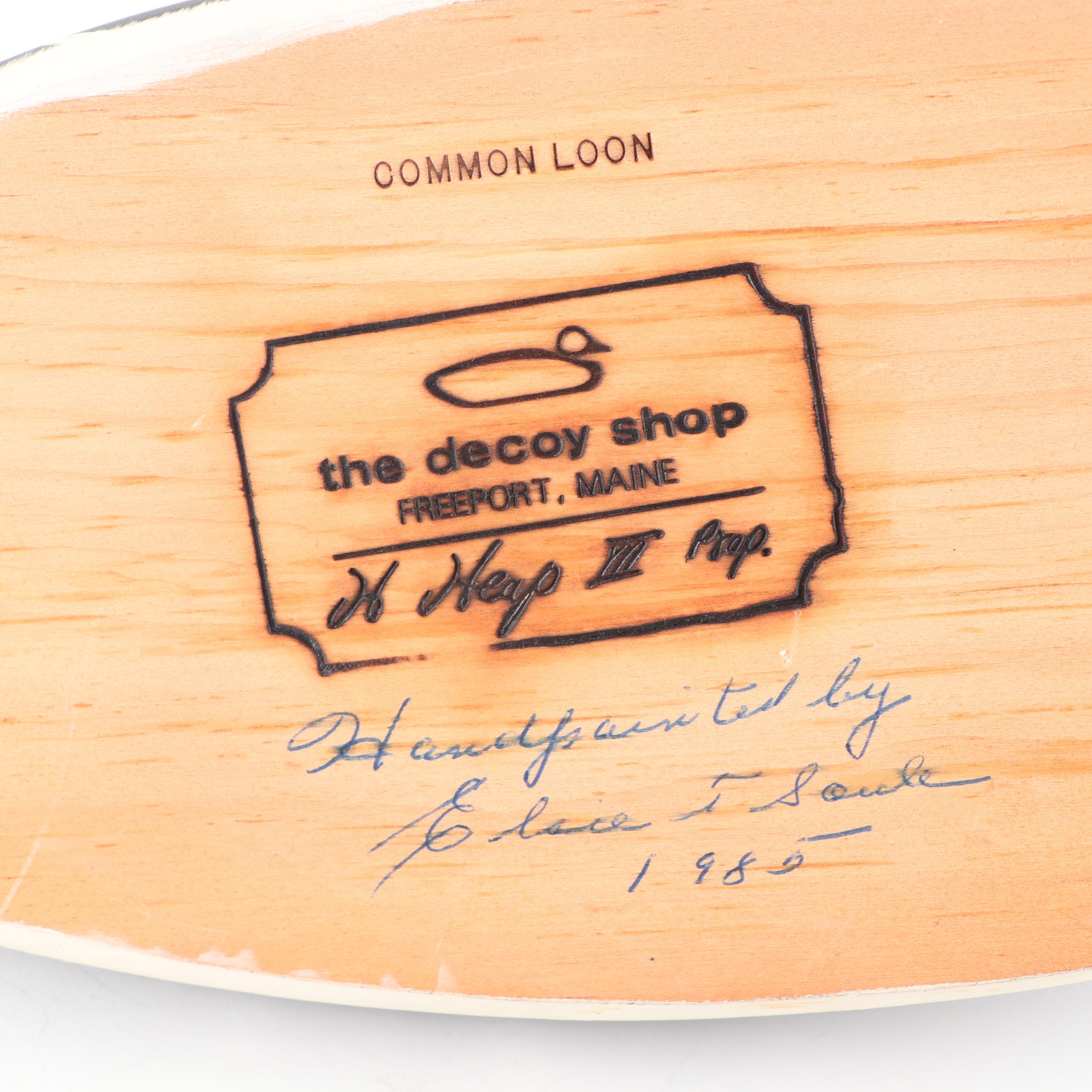 H. Heap III Carved and Hand-Painted Decoy "Common Loon"