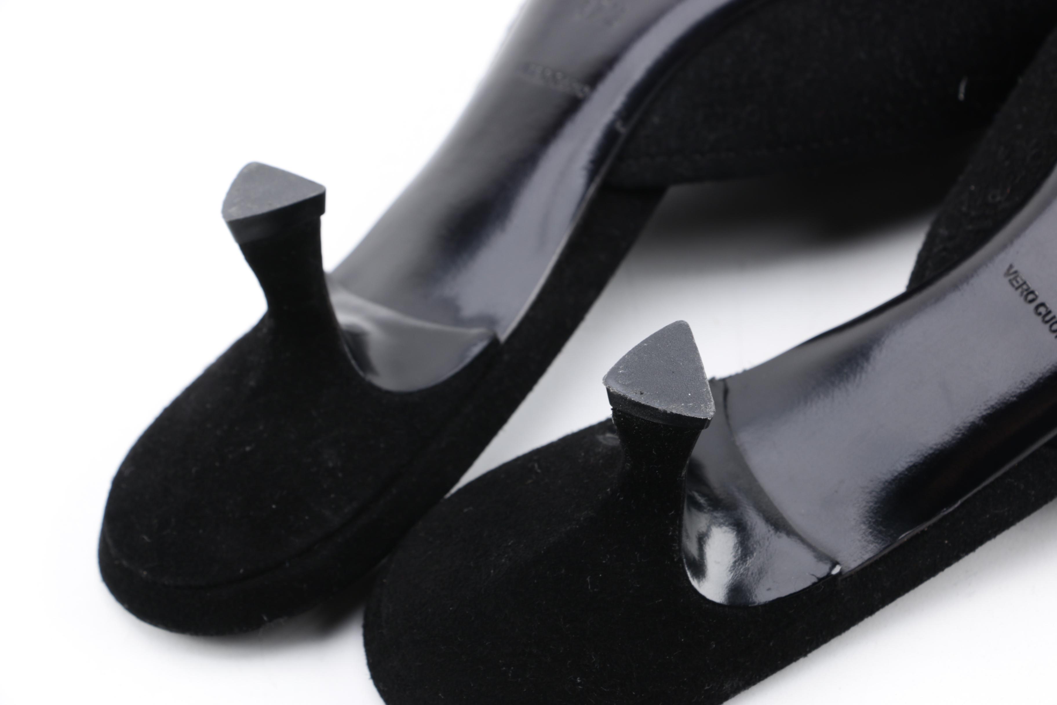 Prada Black Suede Kitten Heel Mules