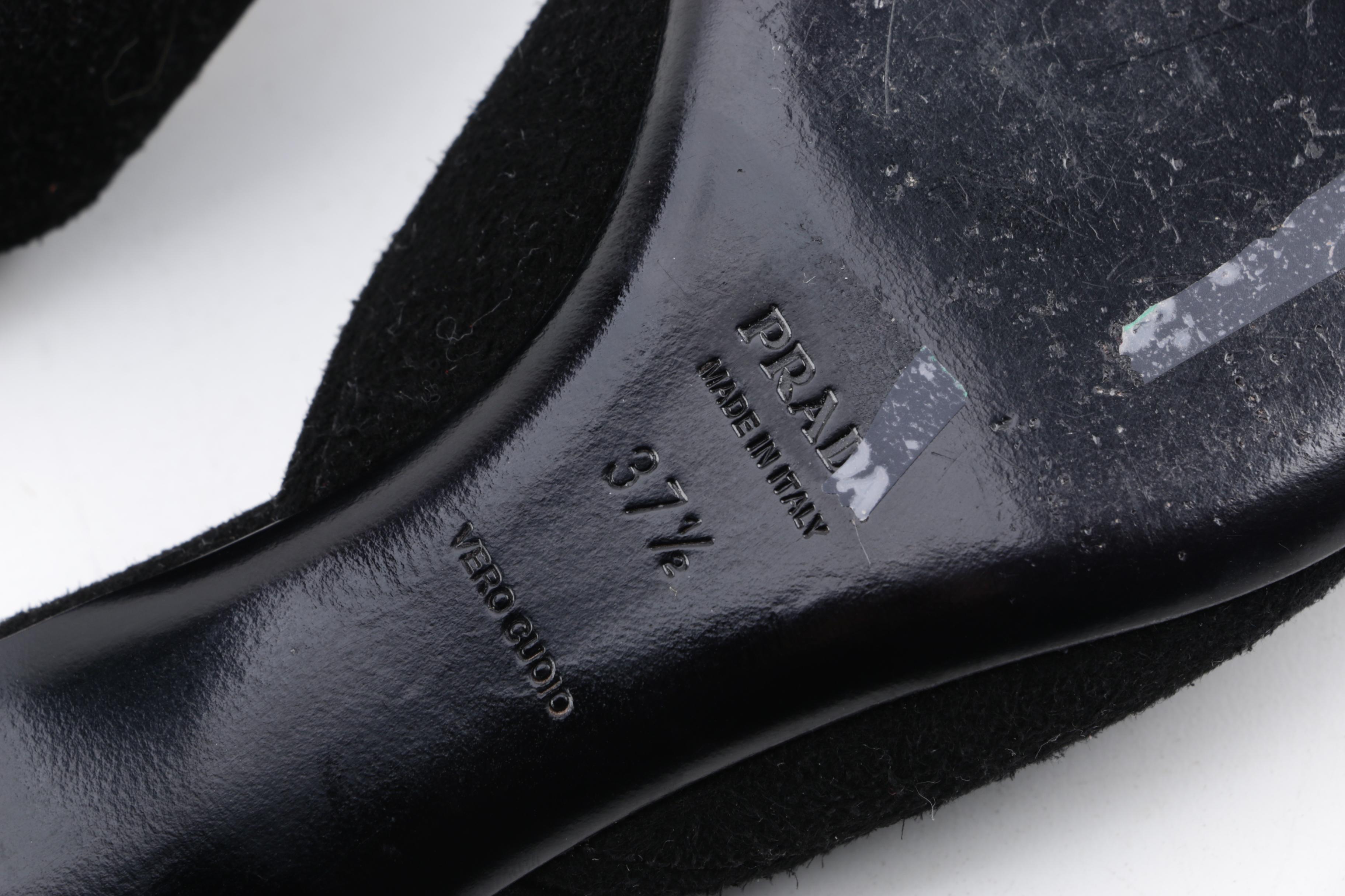 Prada Black Suede Kitten Heel Mules