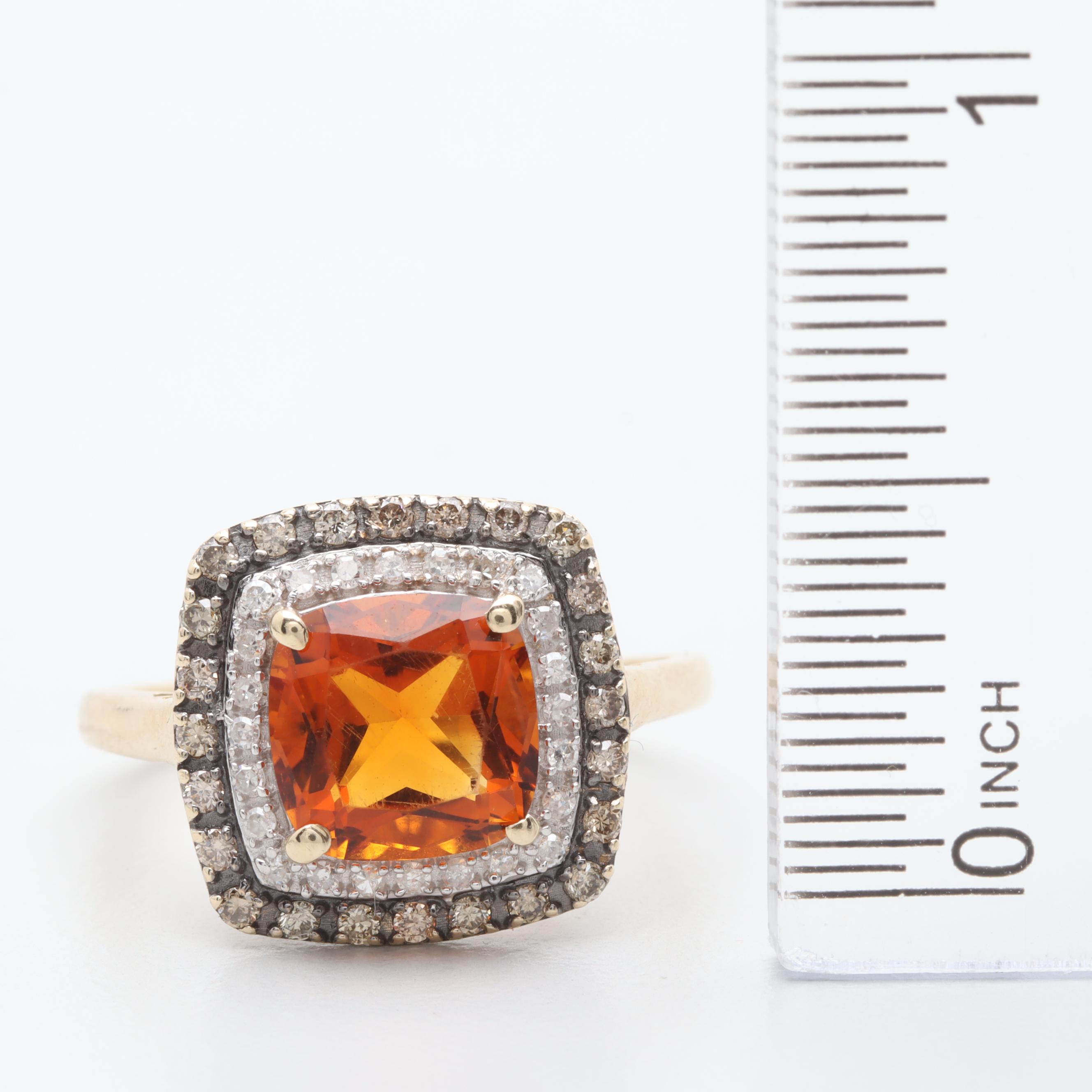 10K Yellow Gold Citrine and Diamond Ring