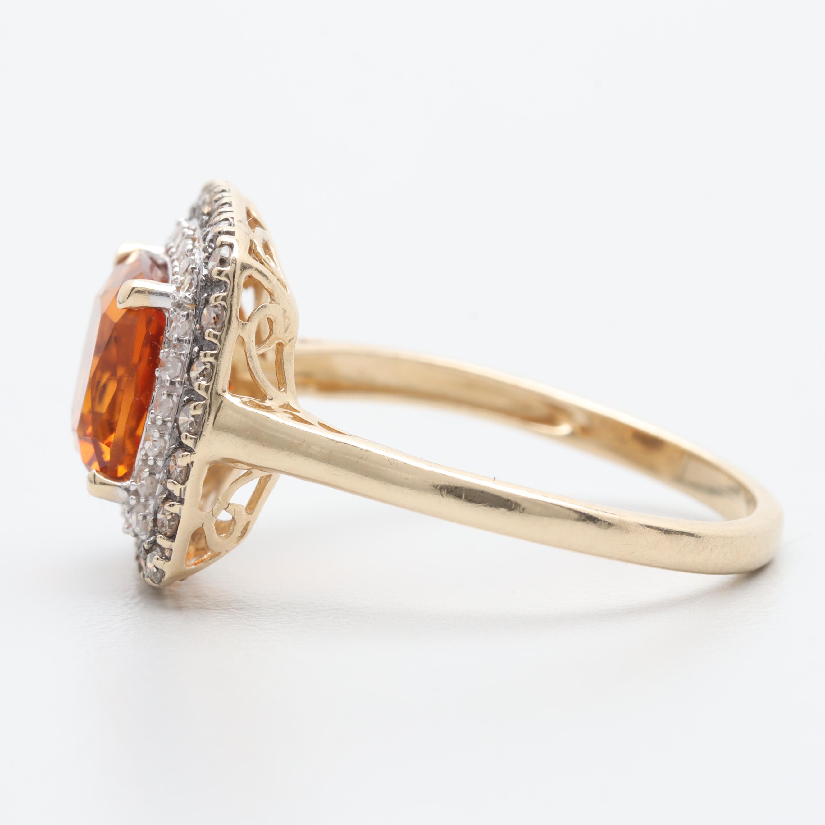 10K Yellow Gold Citrine and Diamond Ring