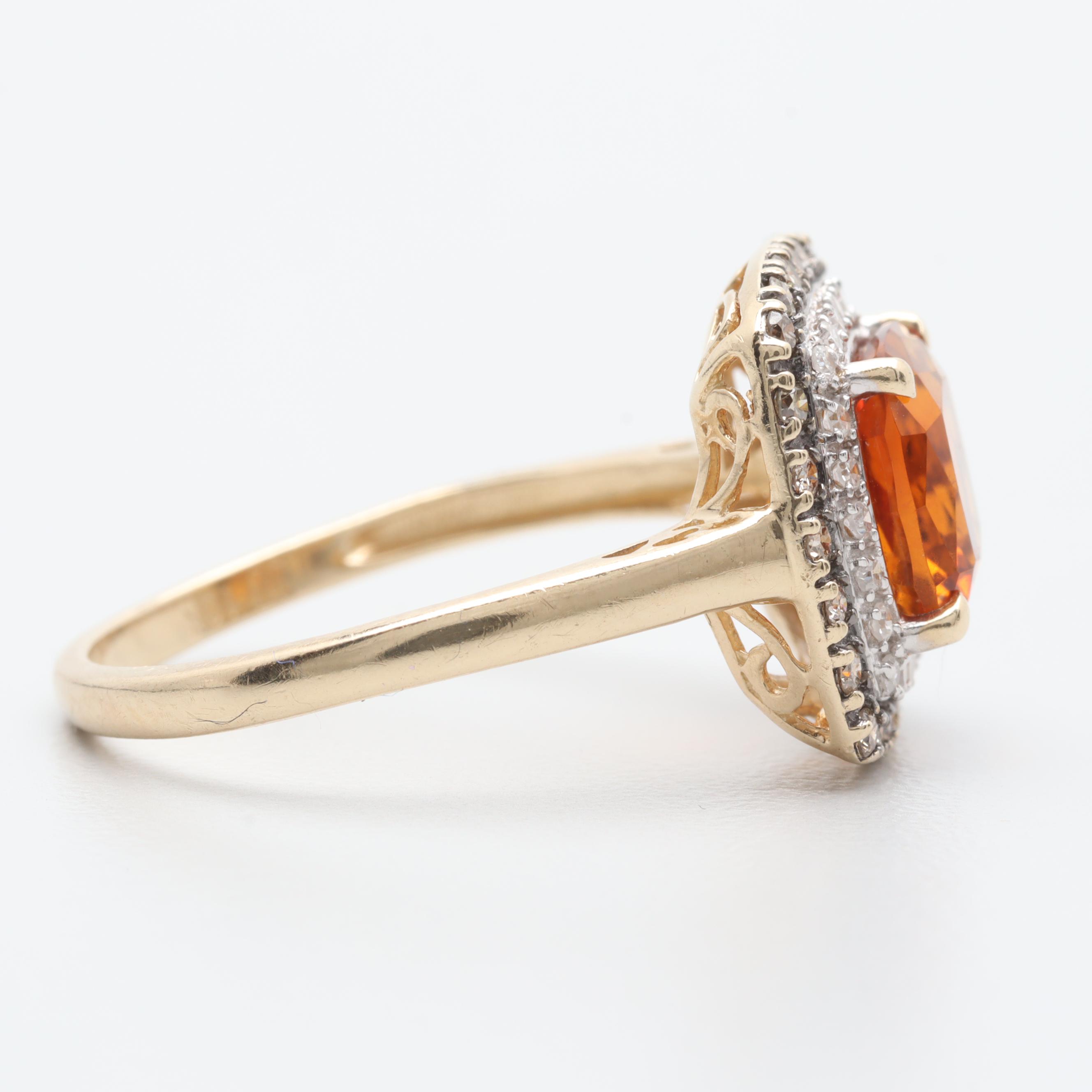 10K Yellow Gold Citrine and Diamond Ring