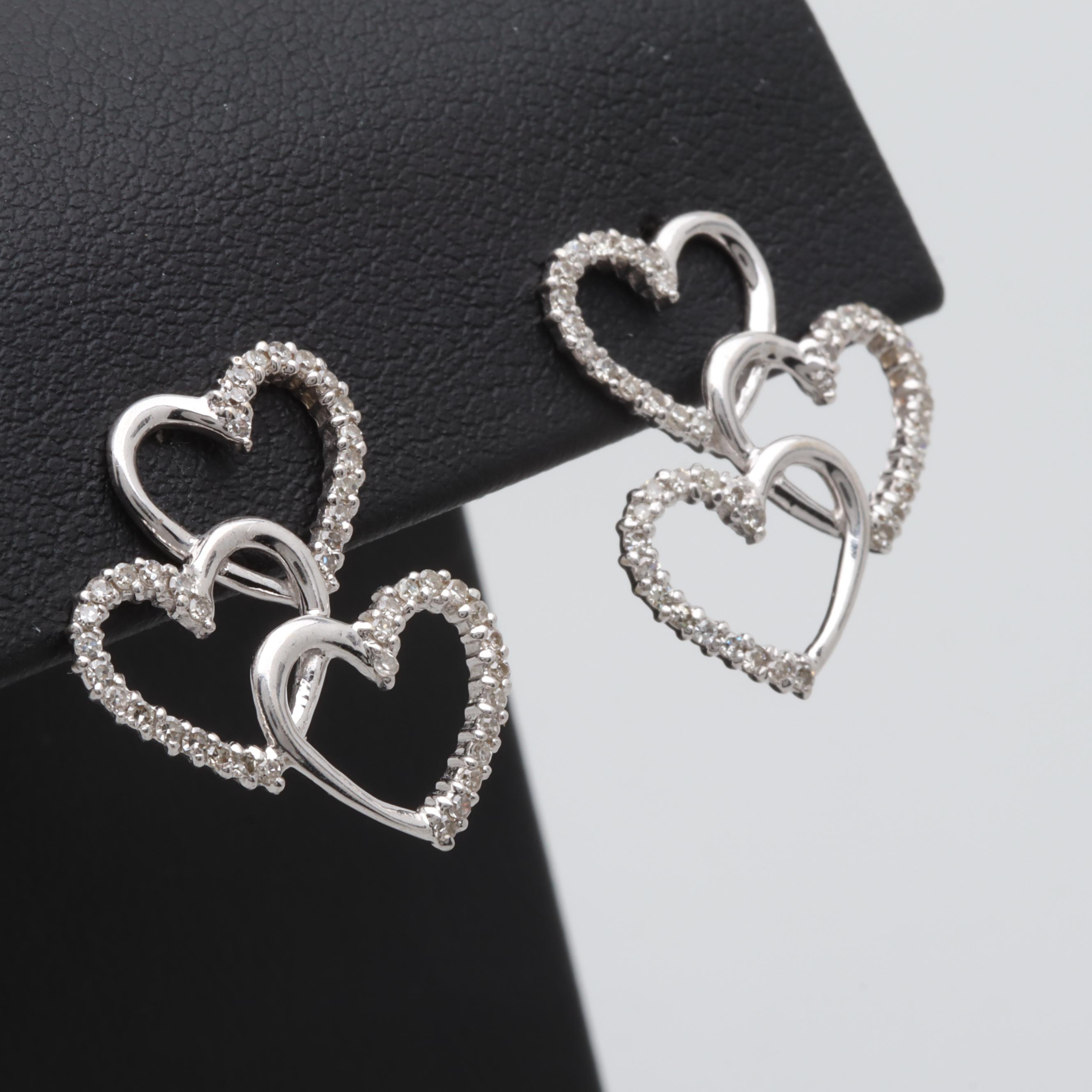 14K White Gold Diamond Earrings