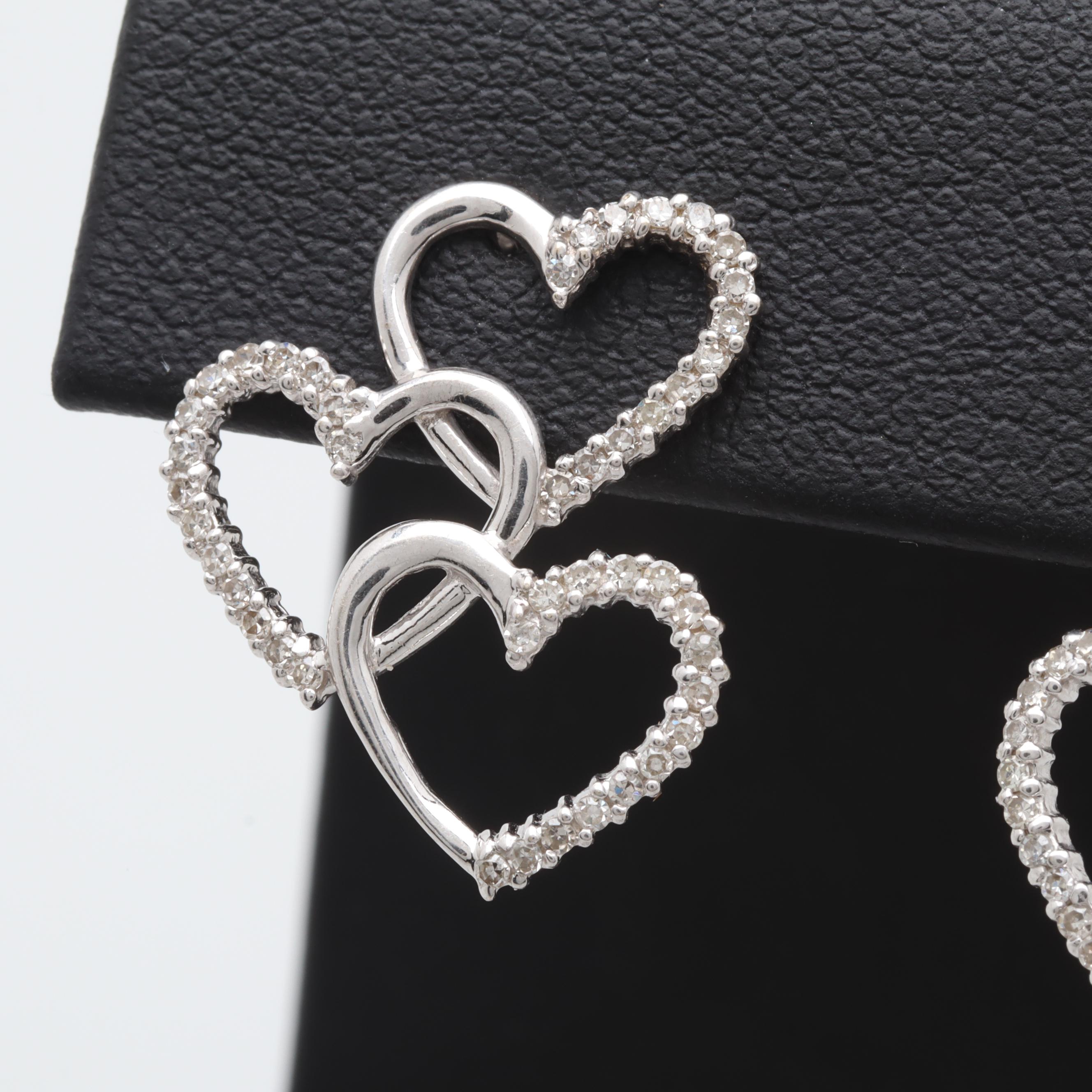 14K White Gold Diamond Earrings