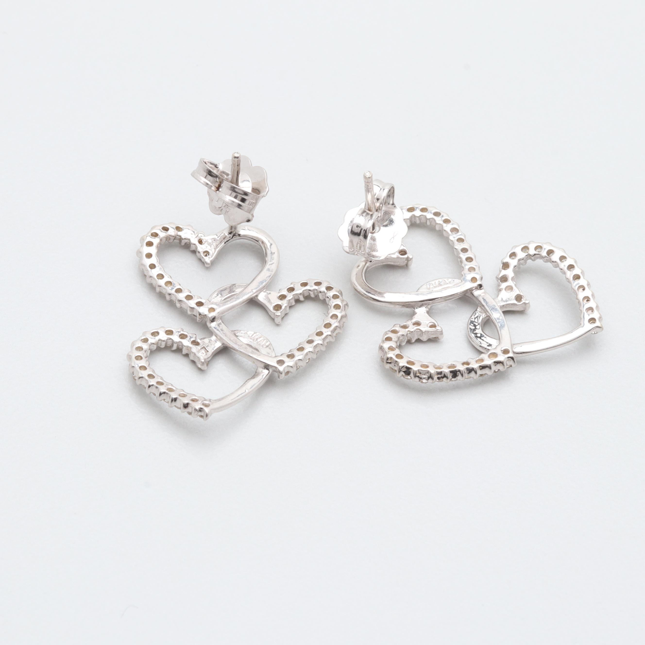 14K White Gold Diamond Earrings