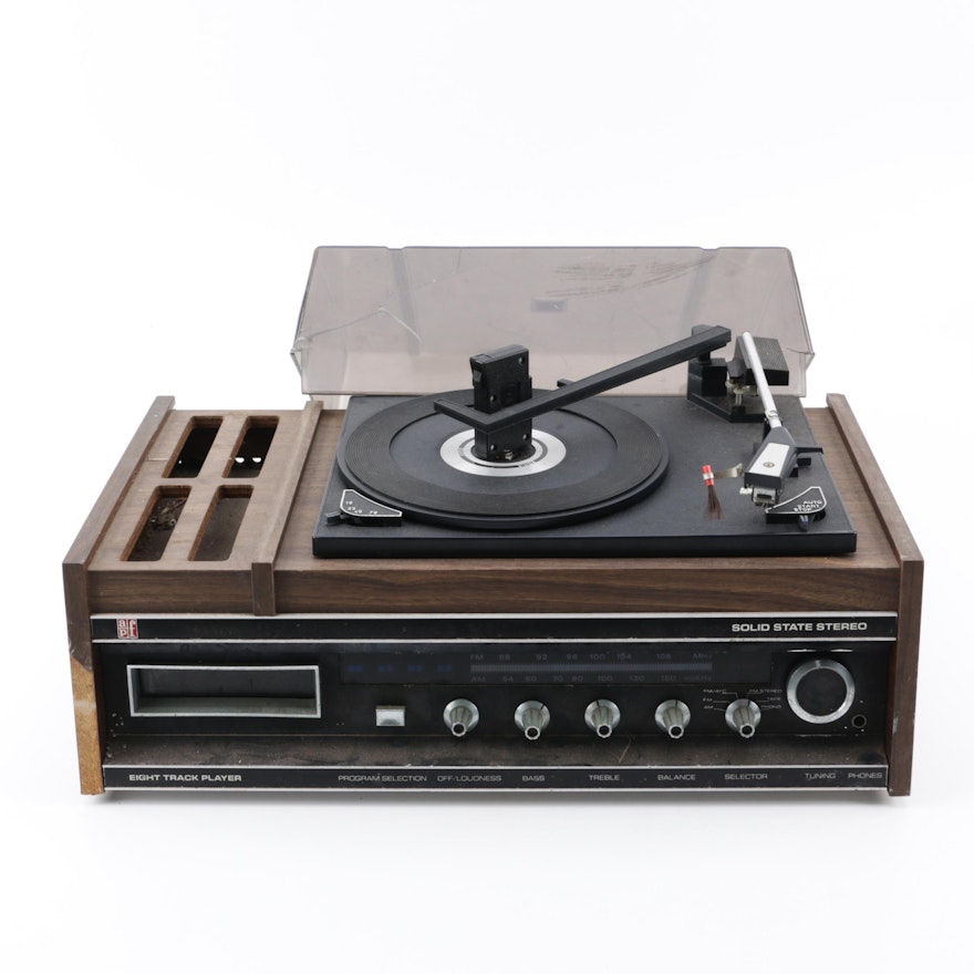 Vintage APF Combination Record Player with Radio and Eight Track Player