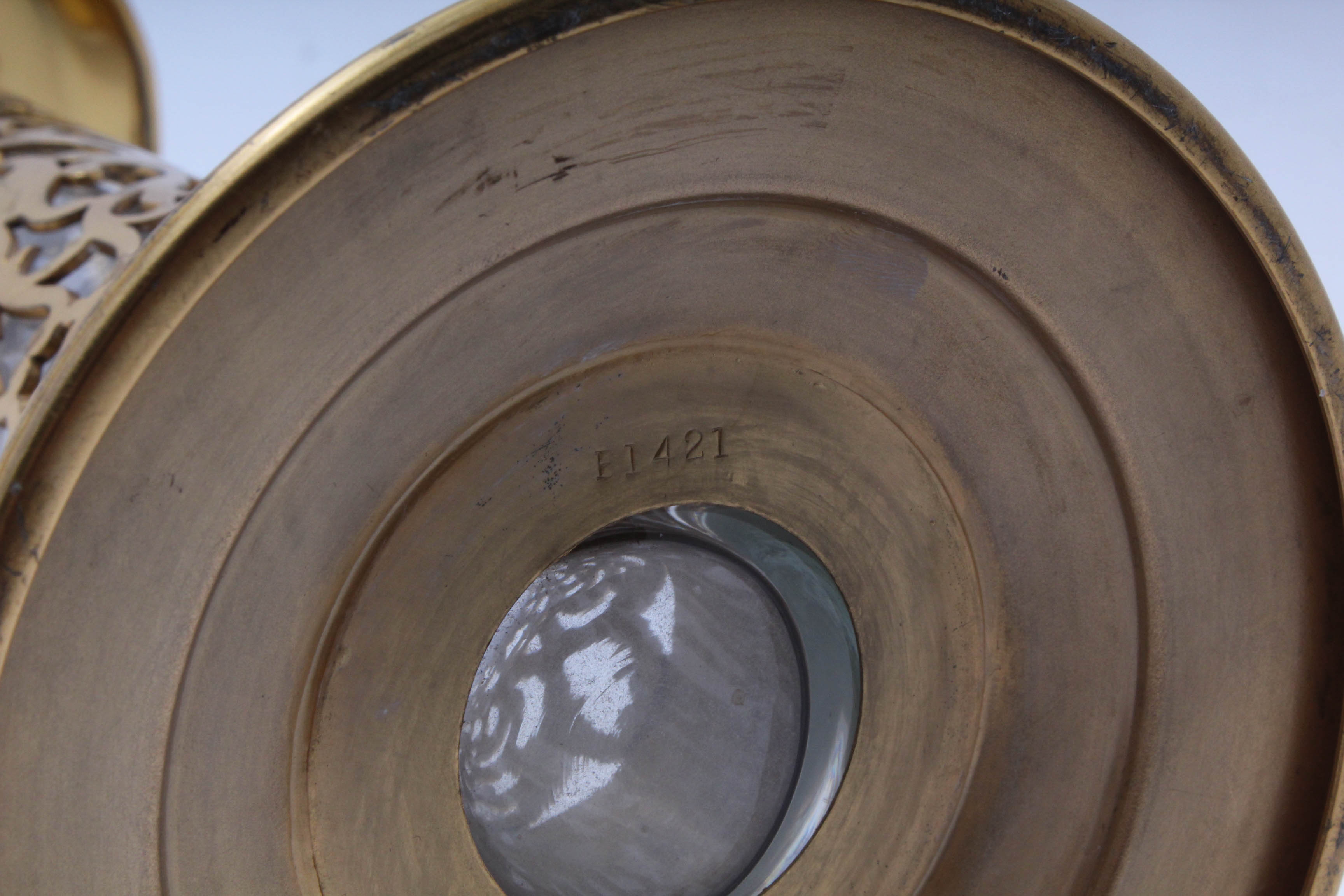 Late 19th Century Gilded Brass Altar Vases with Original Glass