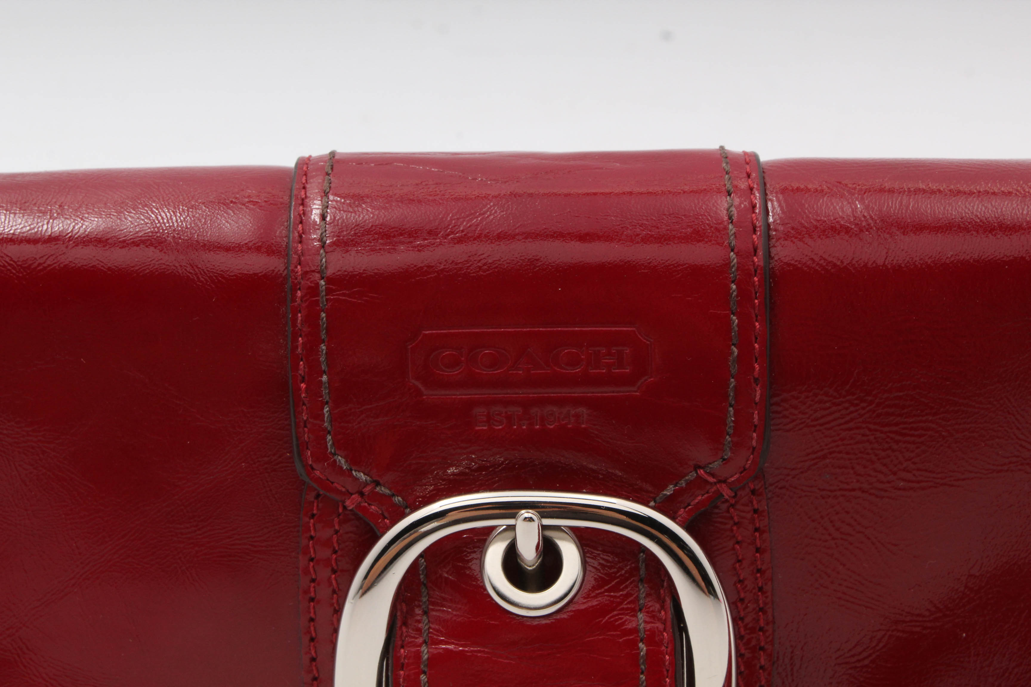 Coach Red Patent Leather Clutch with Wrist Strap