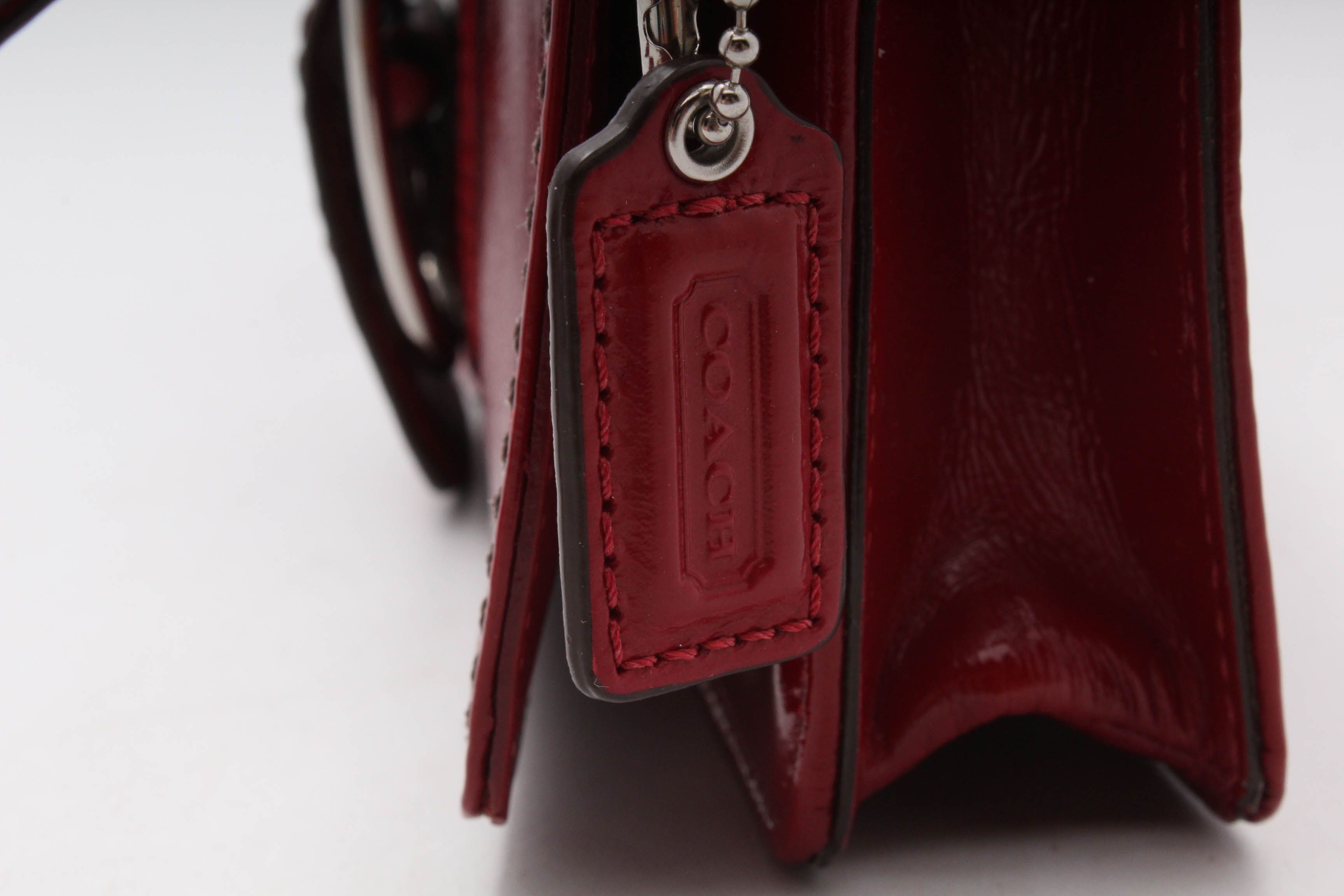 Coach Red Patent Leather Clutch with Wrist Strap