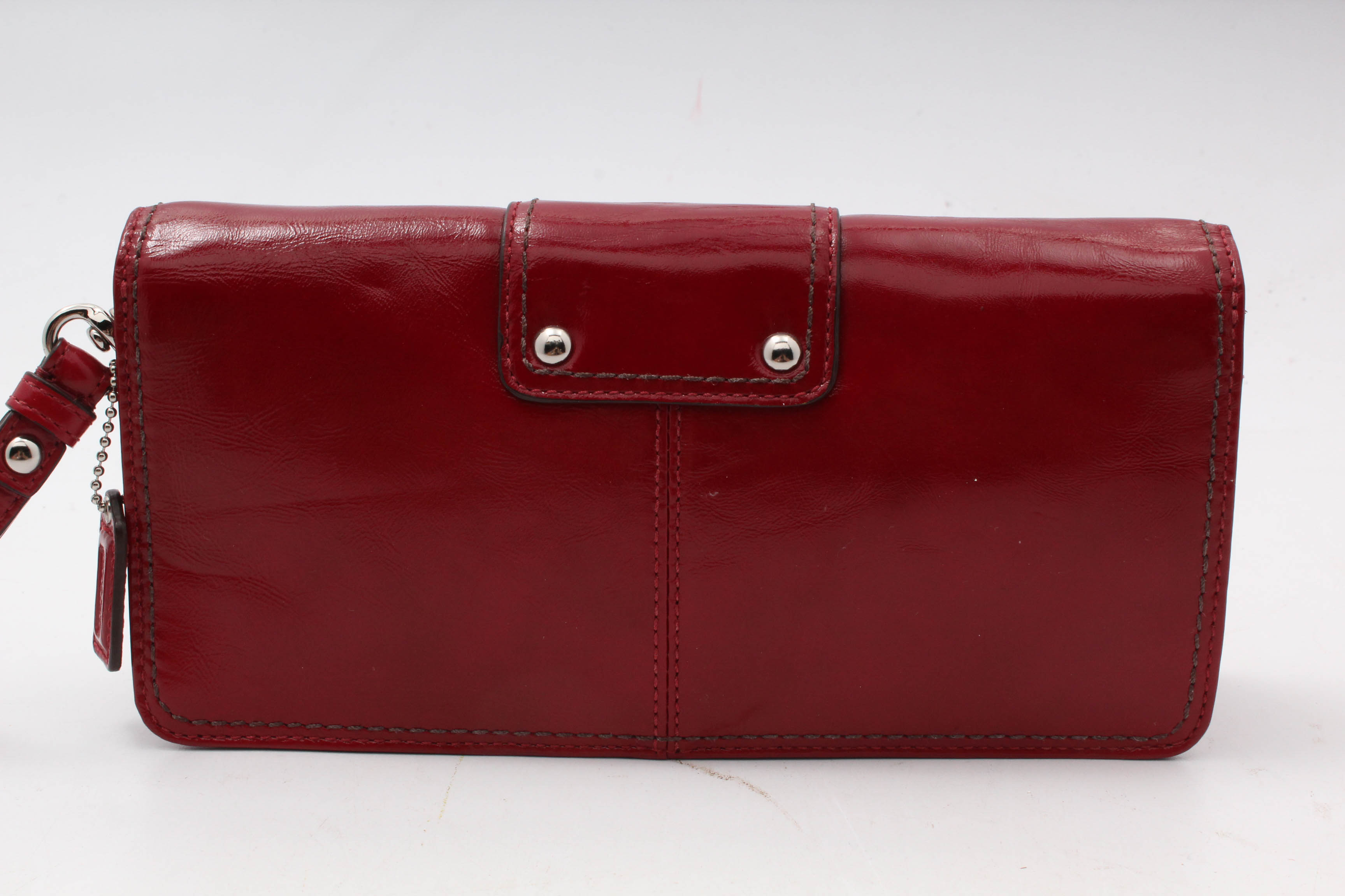 Coach Red Patent Leather Clutch with Wrist Strap