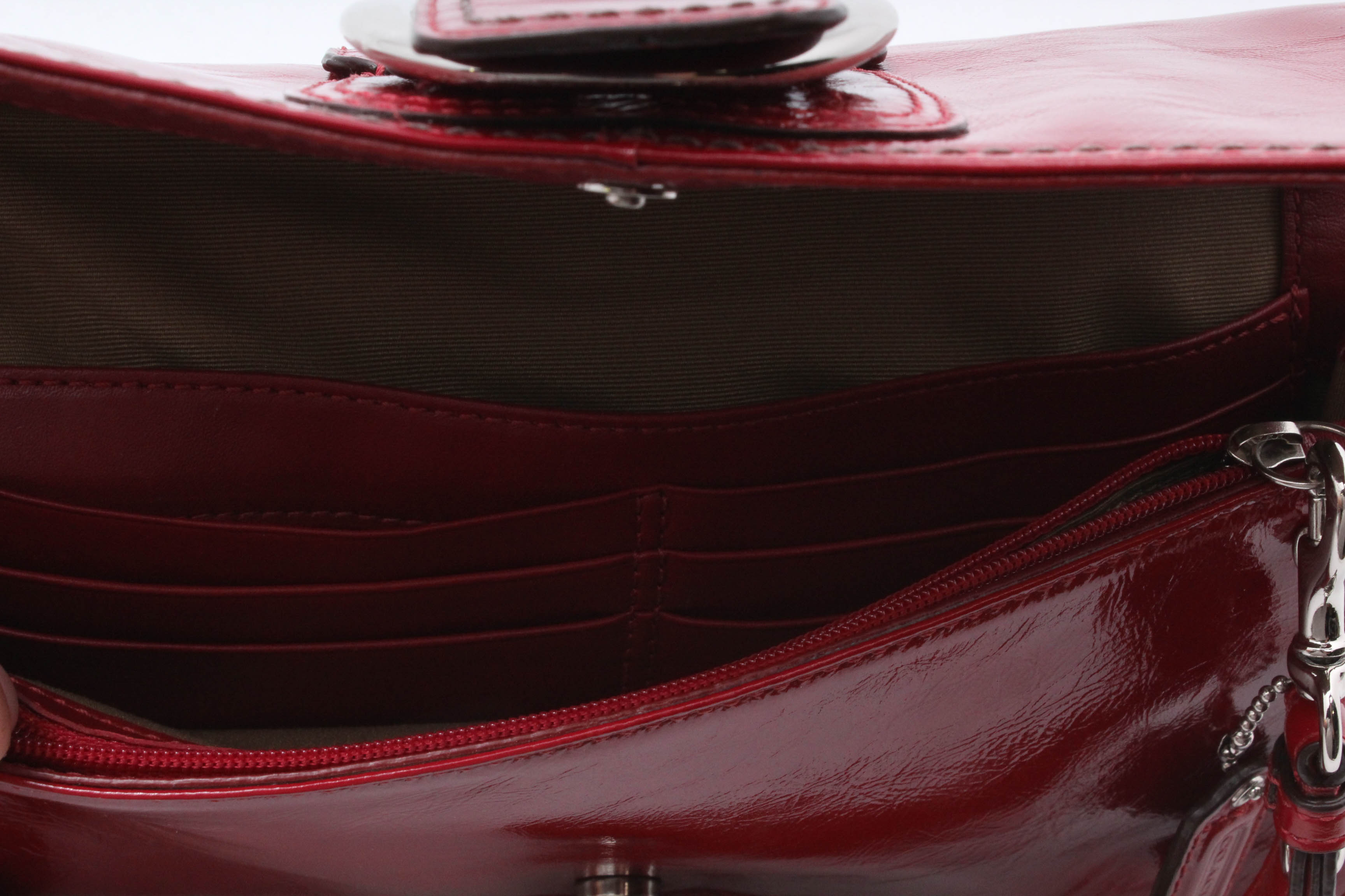 Coach Red Patent Leather Clutch with Wrist Strap