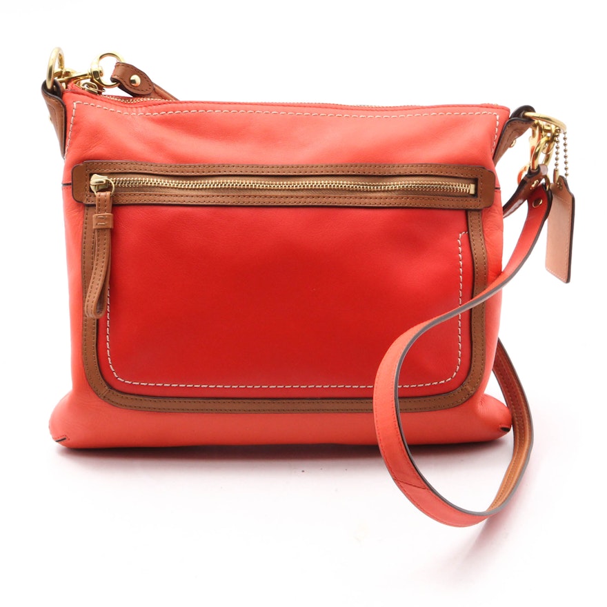 Coach Poppy Colorblock Hattie East West Tote in Vermillion/Sun Orange