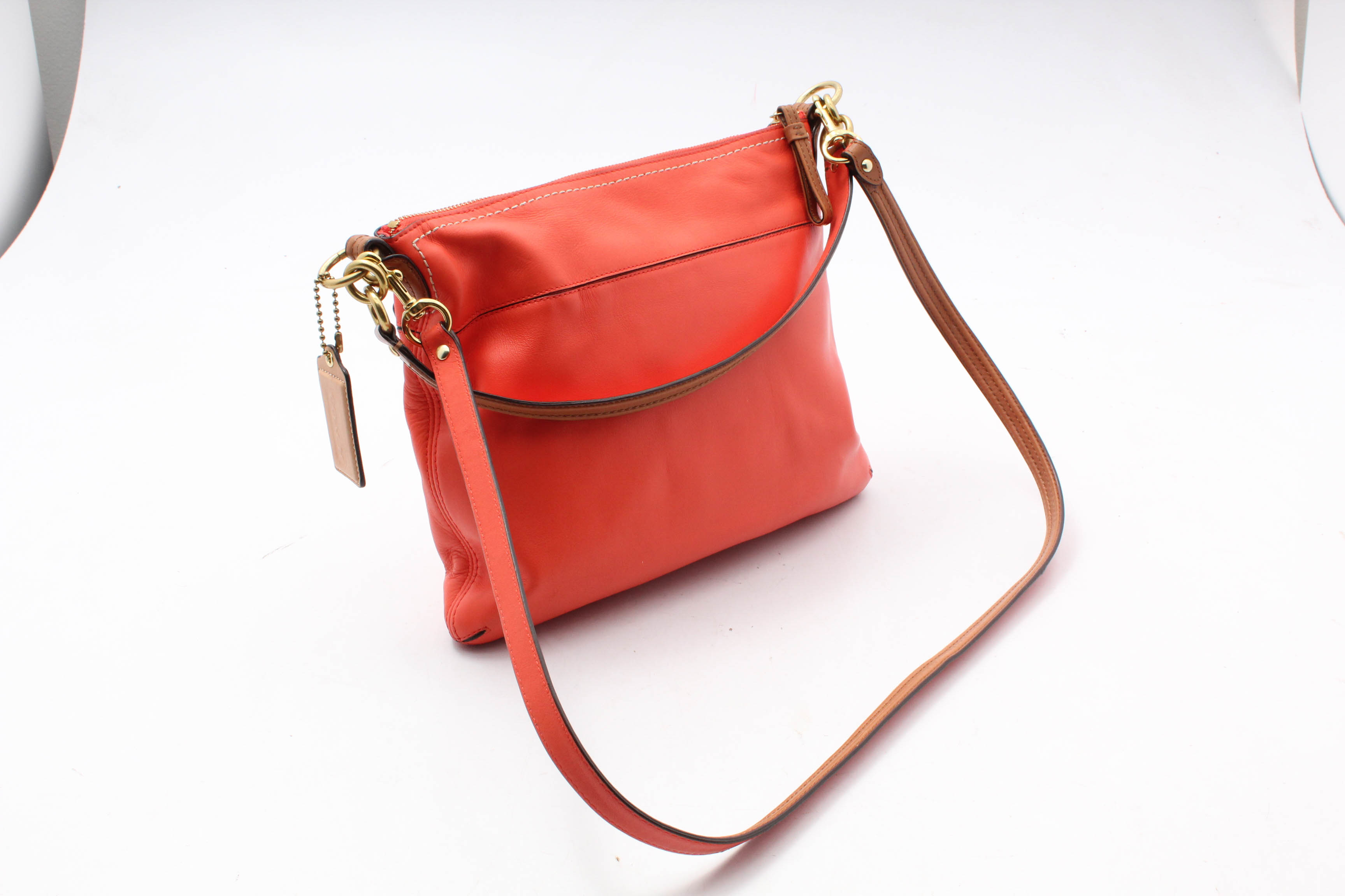 Coach Poppy Colorblock Hattie East West Tote in Vermillion/Sun Orange