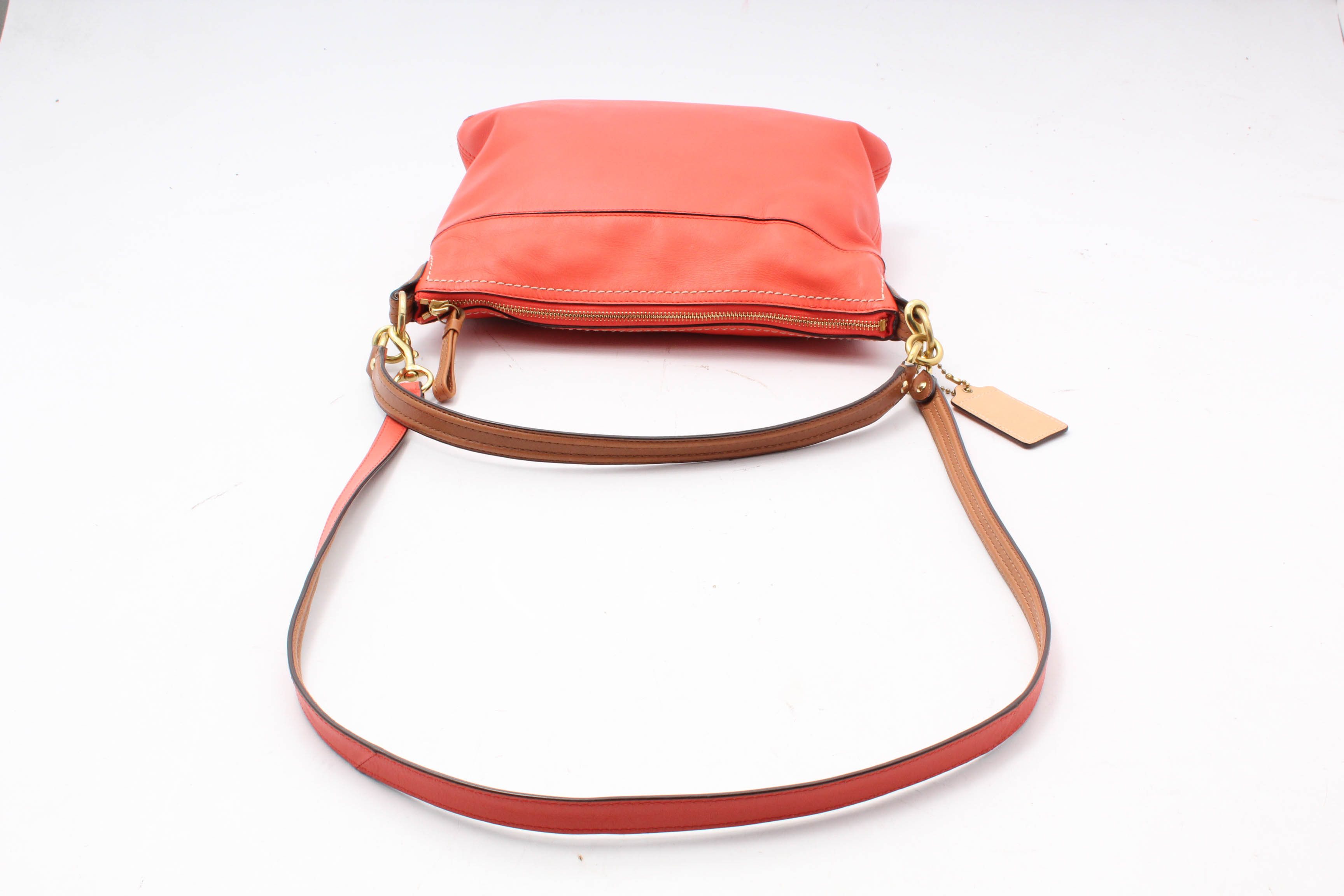 Coach Poppy Colorblock Hattie East West Tote in Vermillion/Sun Orange