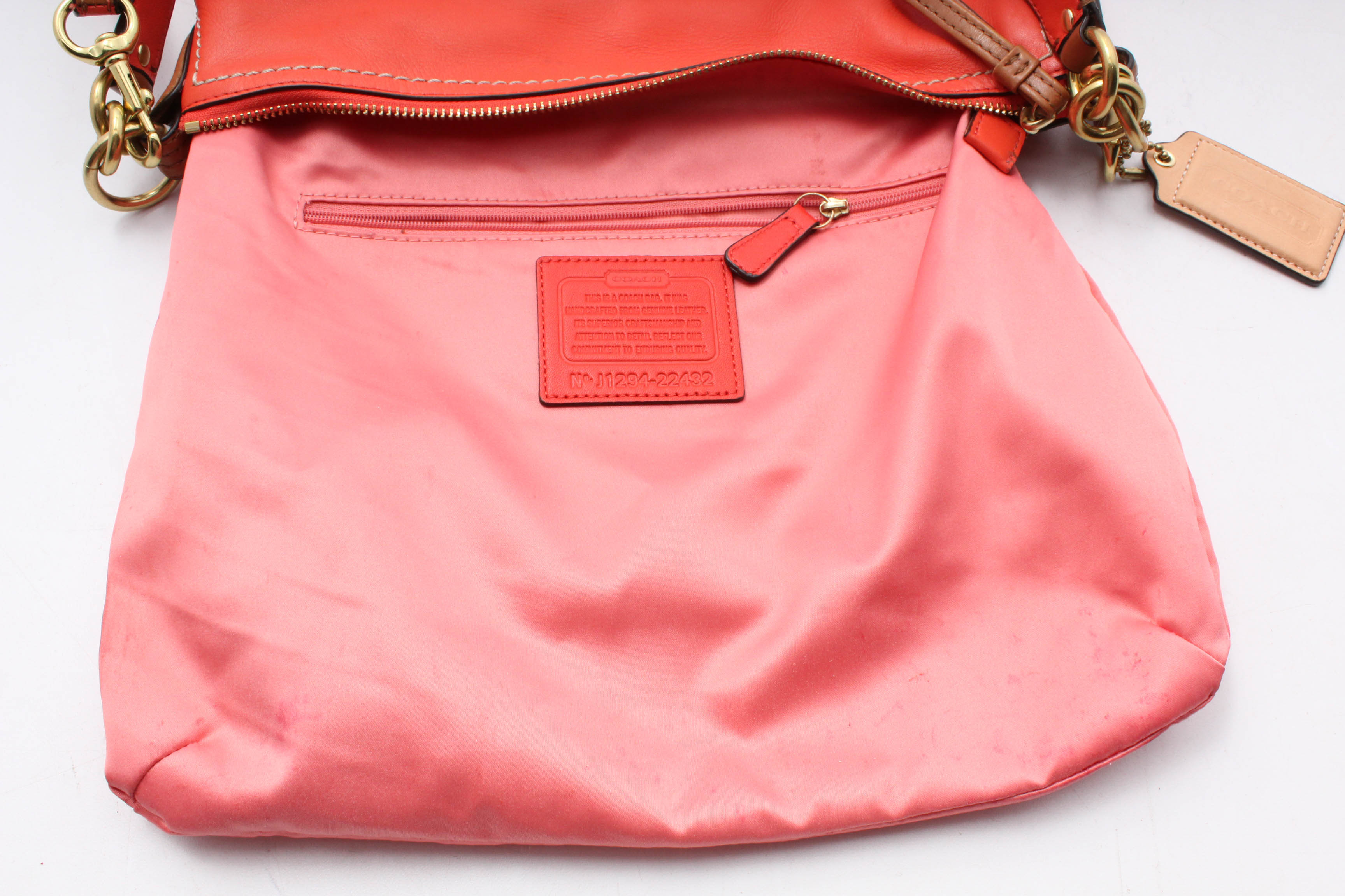 Coach Poppy Colorblock Hattie East West Tote in Vermillion/Sun Orange