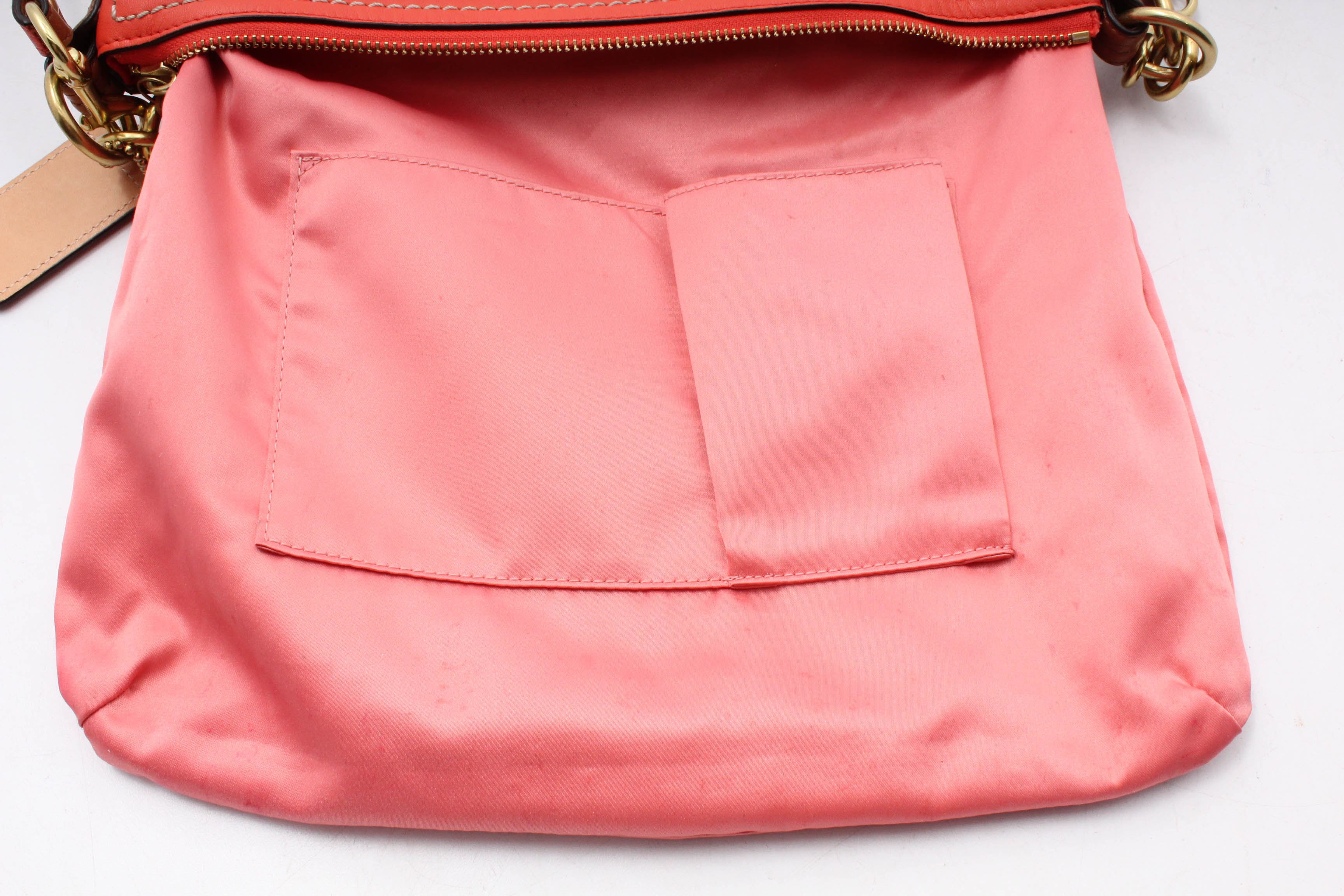 Coach Poppy Colorblock Hattie East West Tote in Vermillion/Sun Orange