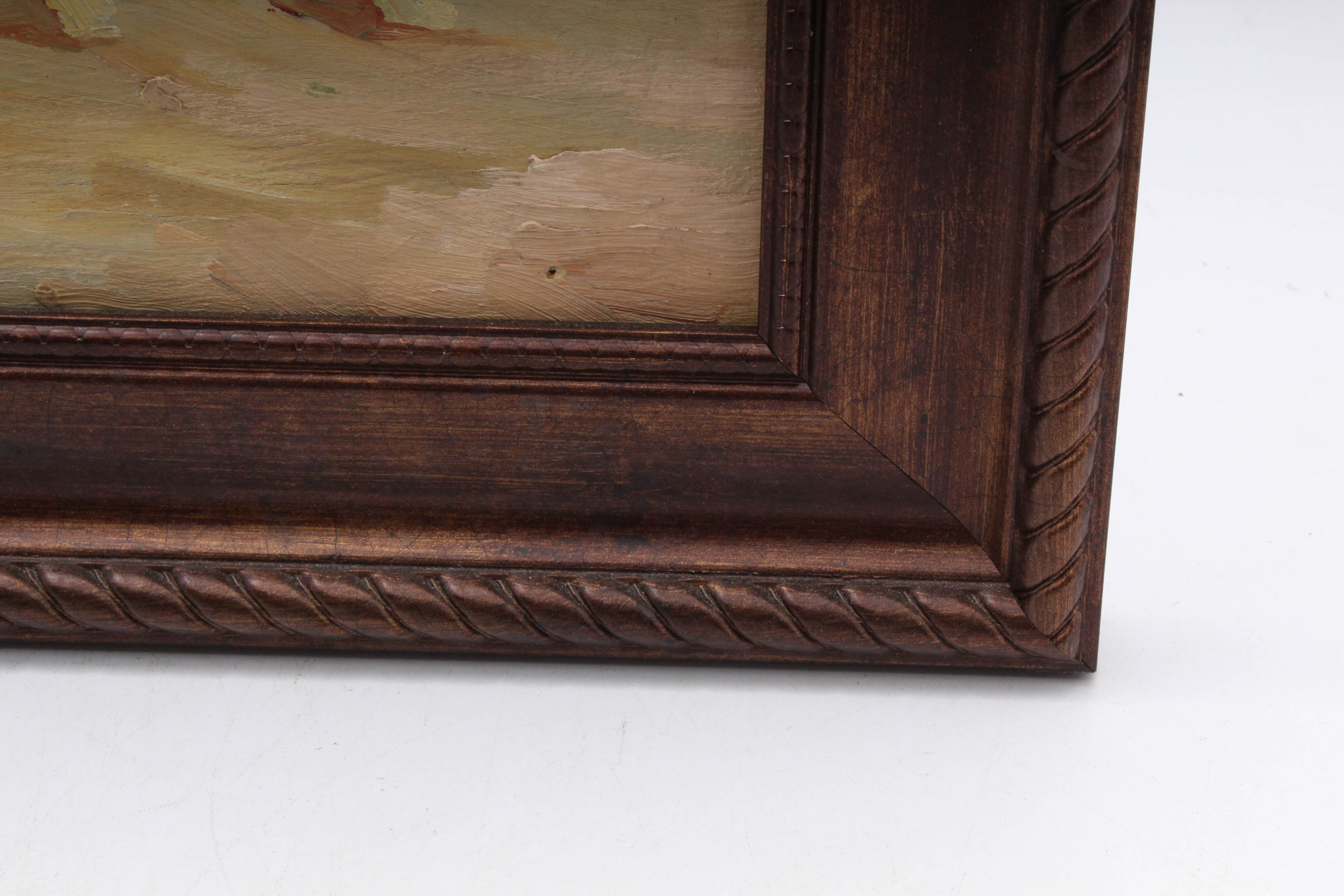 F. Molinari 1930's Oil Painting of Boat on The Mediterranean