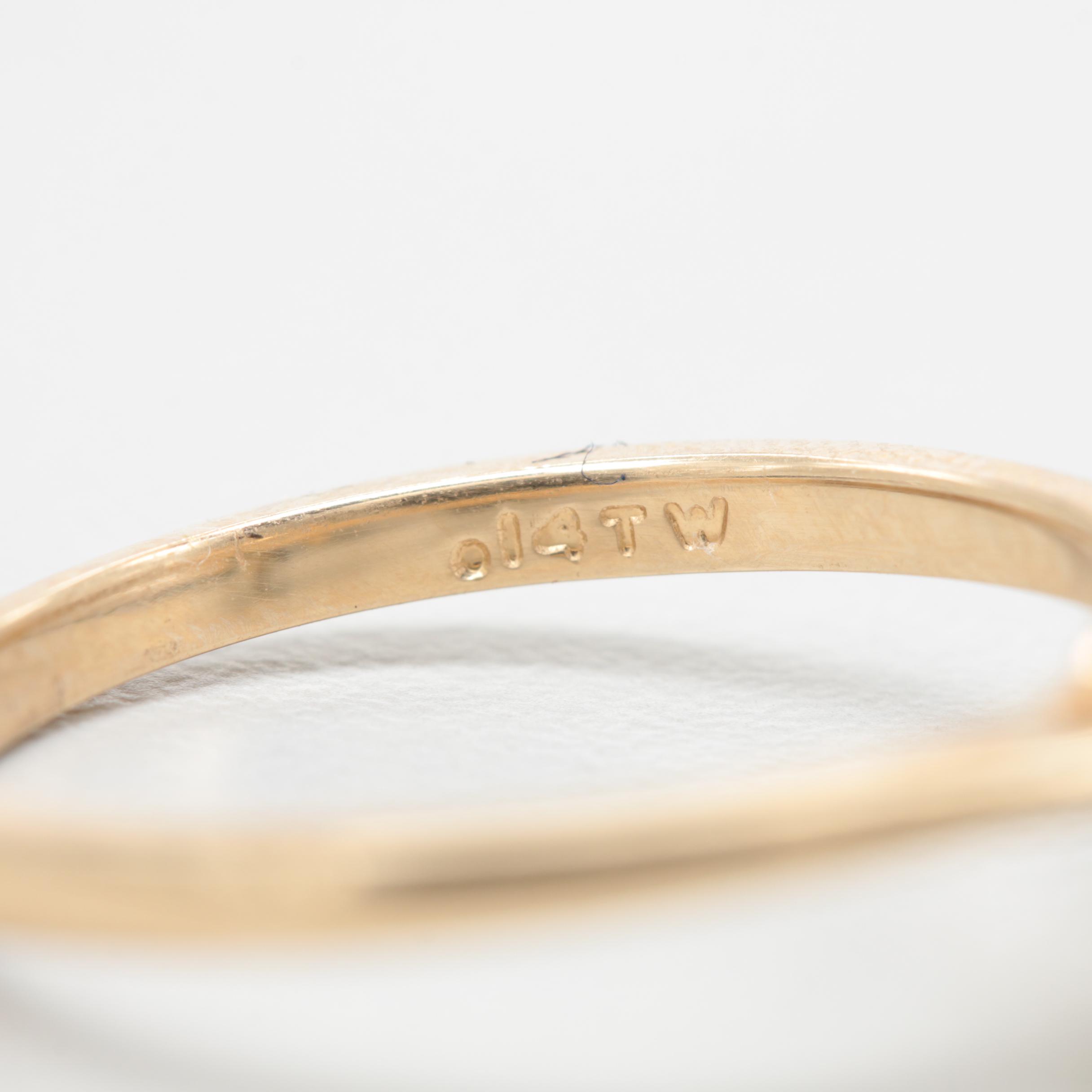 14K Yellow Gold Synthetic Emerald and Diamond Ring