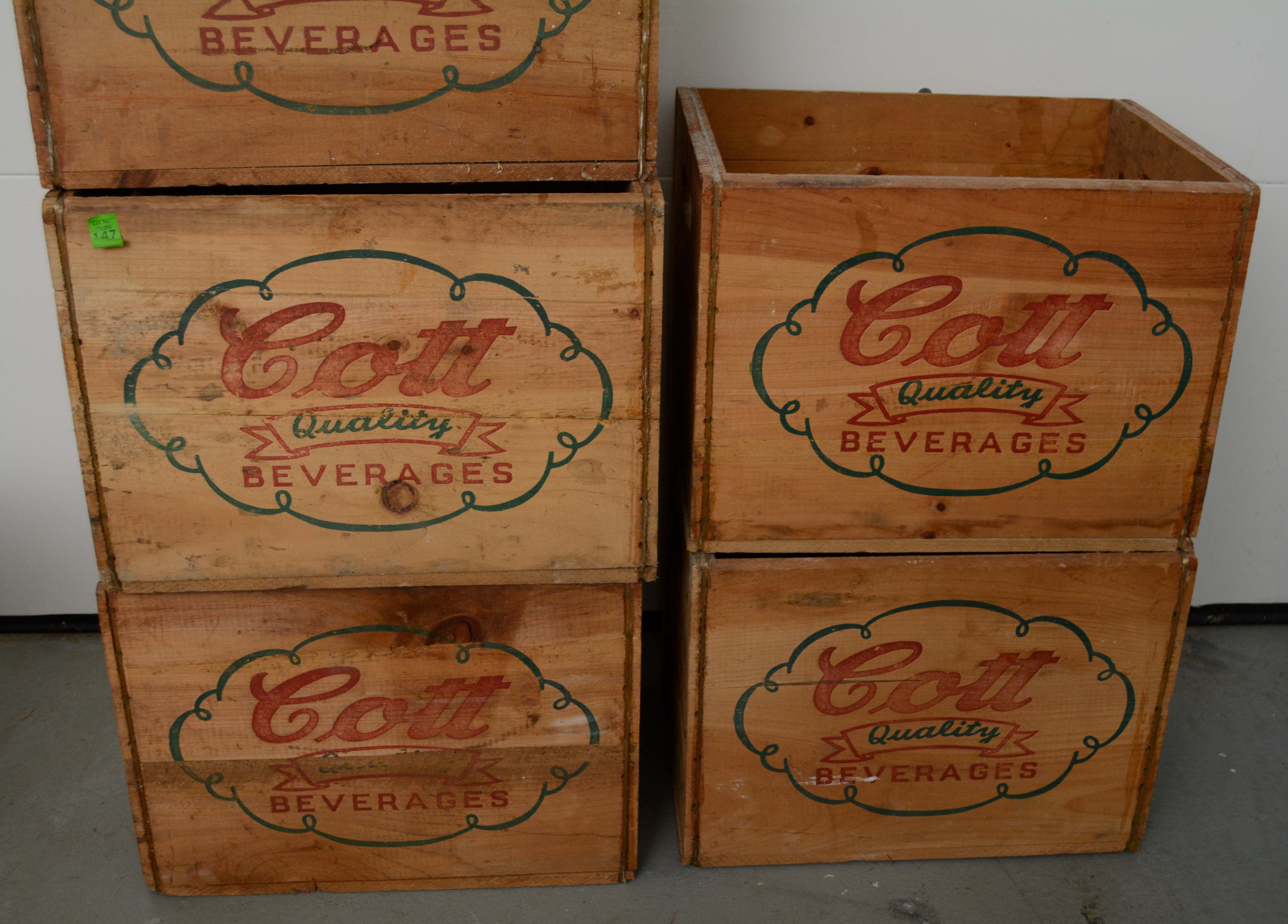 Vintage Wood "Cott Bottling Co." Beverage Crates