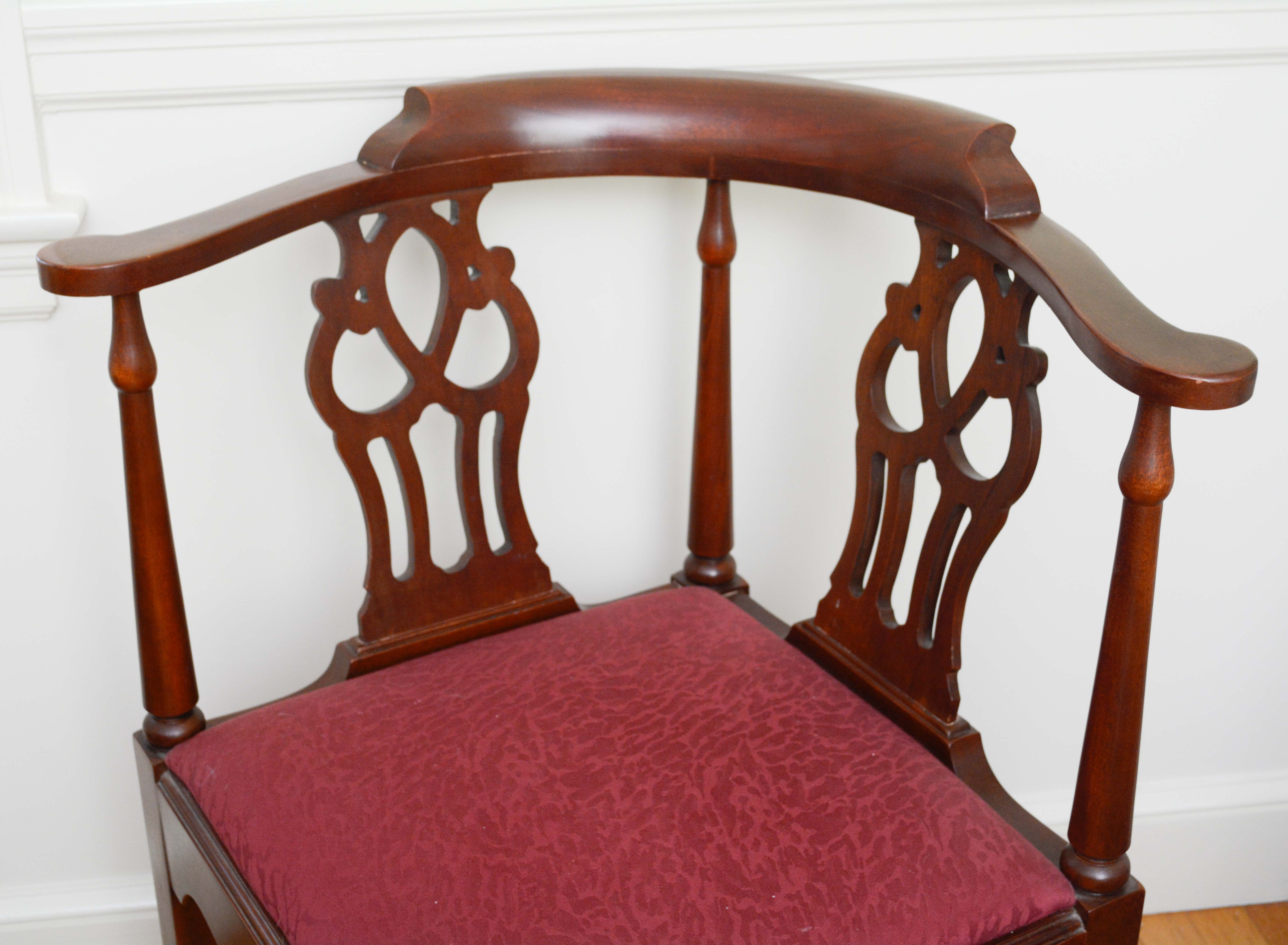 Vintage Chinese Chippendale Style Corner Armchair