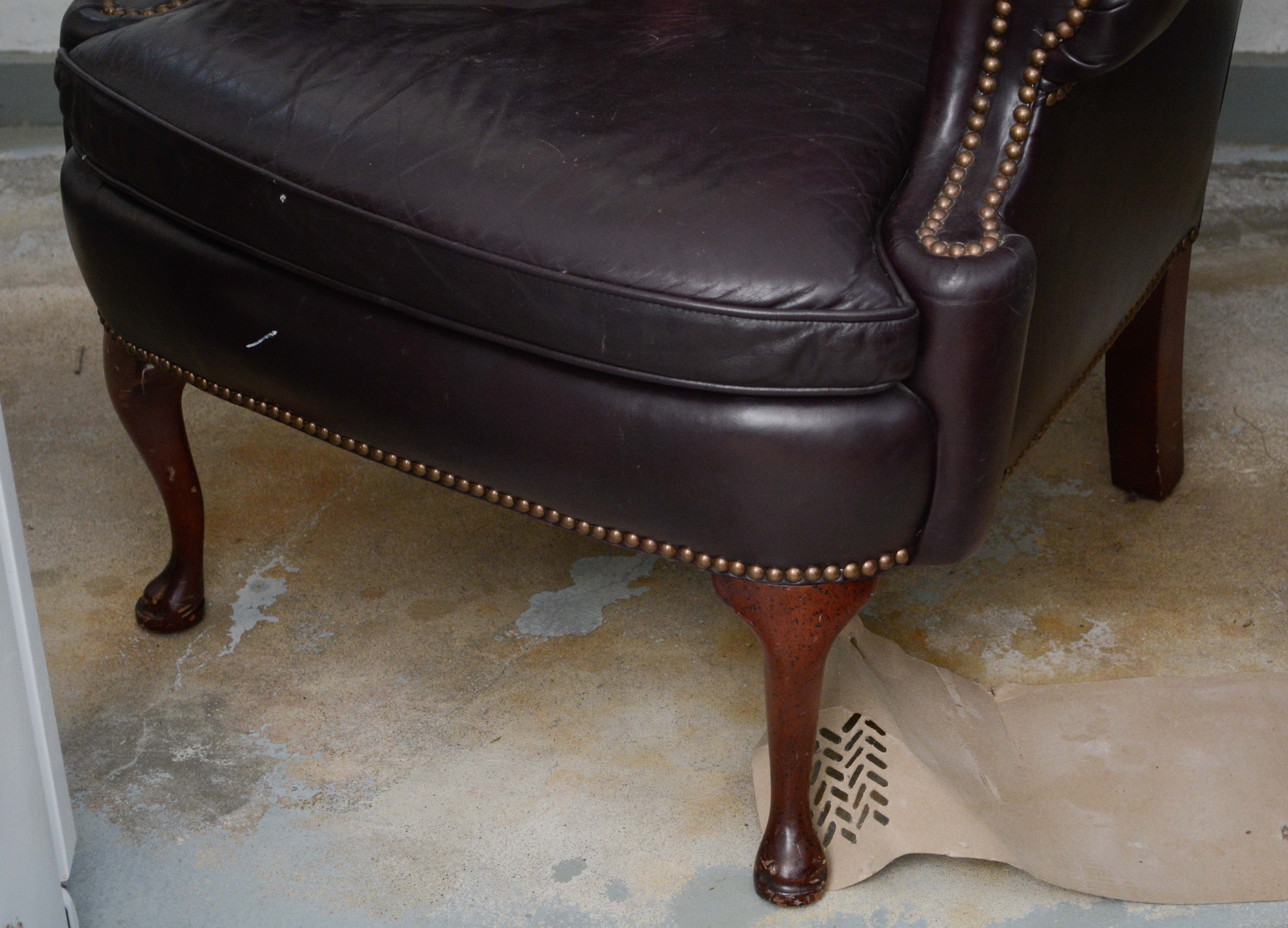 Leather Wingback Armchair by Classic Leather Inc.