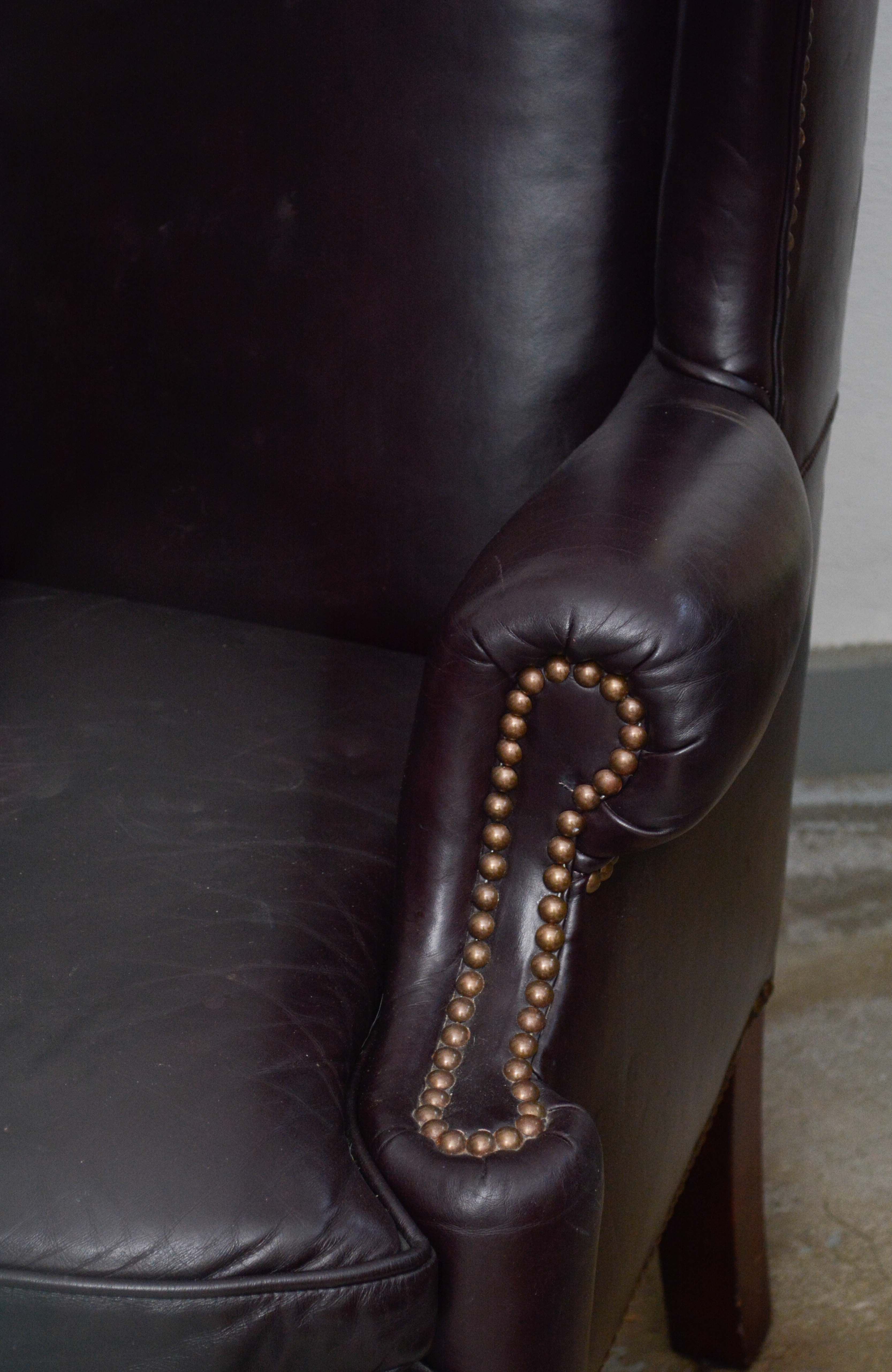 Leather Wingback Armchair by Classic Leather Inc.