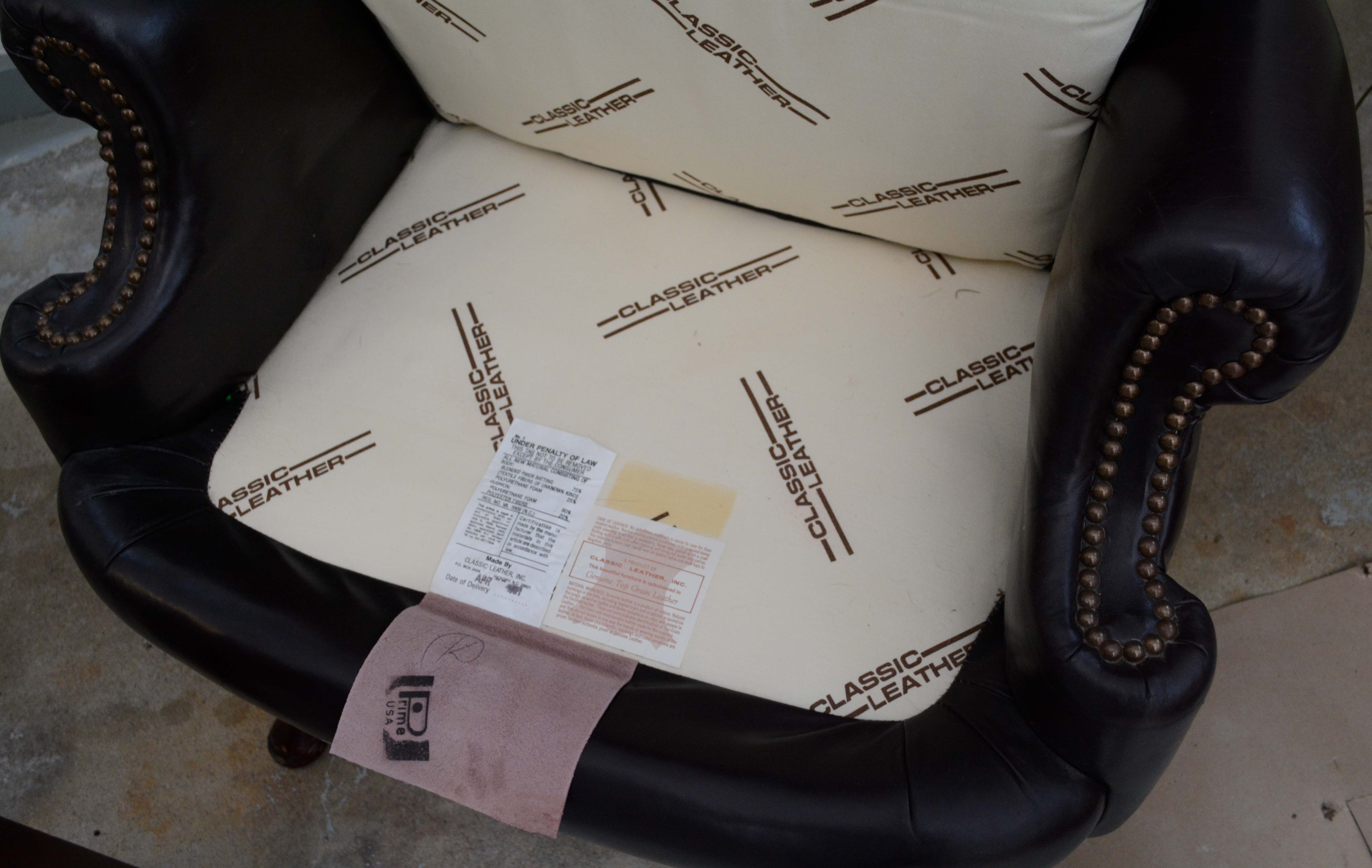 Leather Wingback Armchair by Classic Leather Inc.