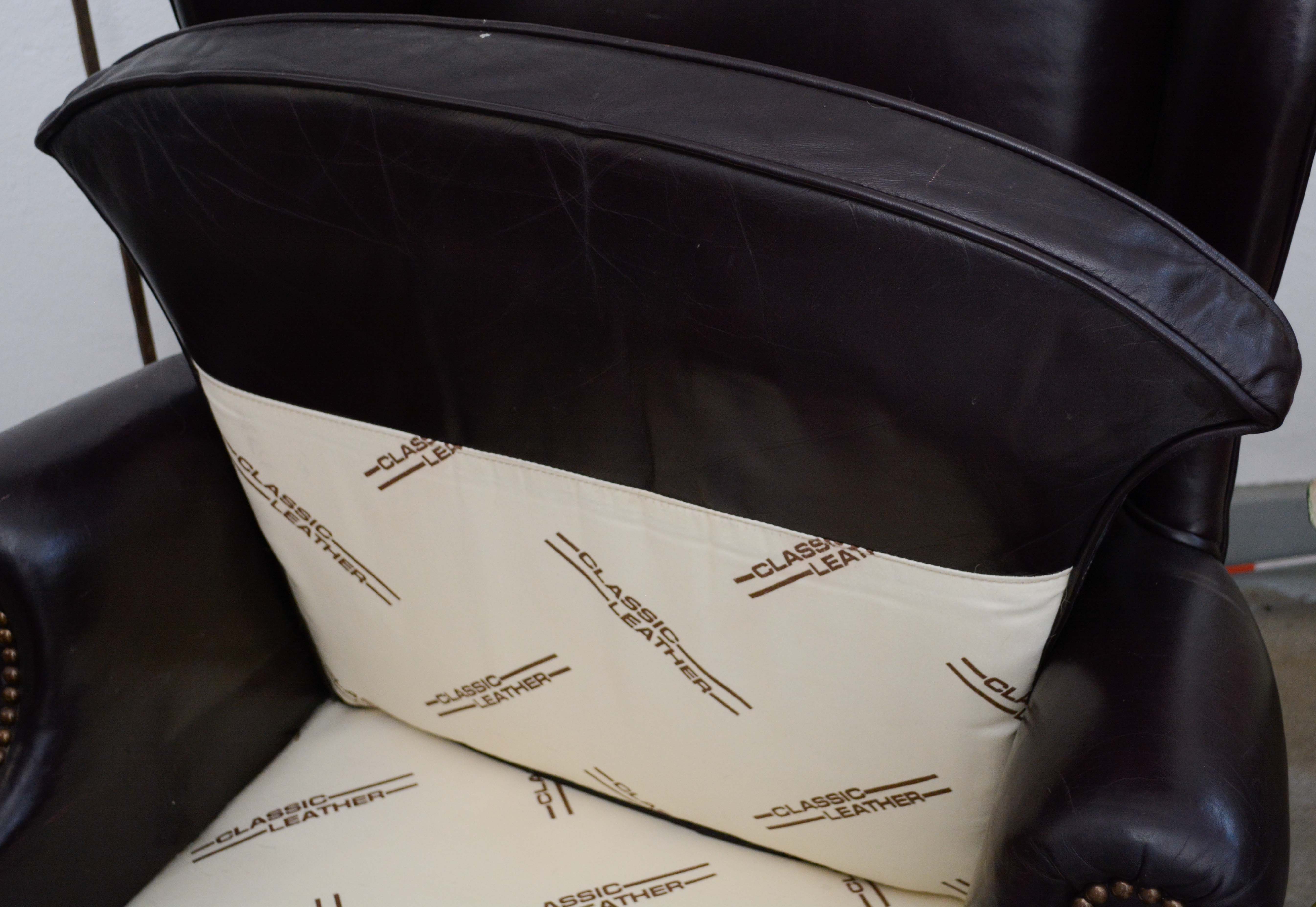 Leather Wingback Armchair by Classic Leather Inc.