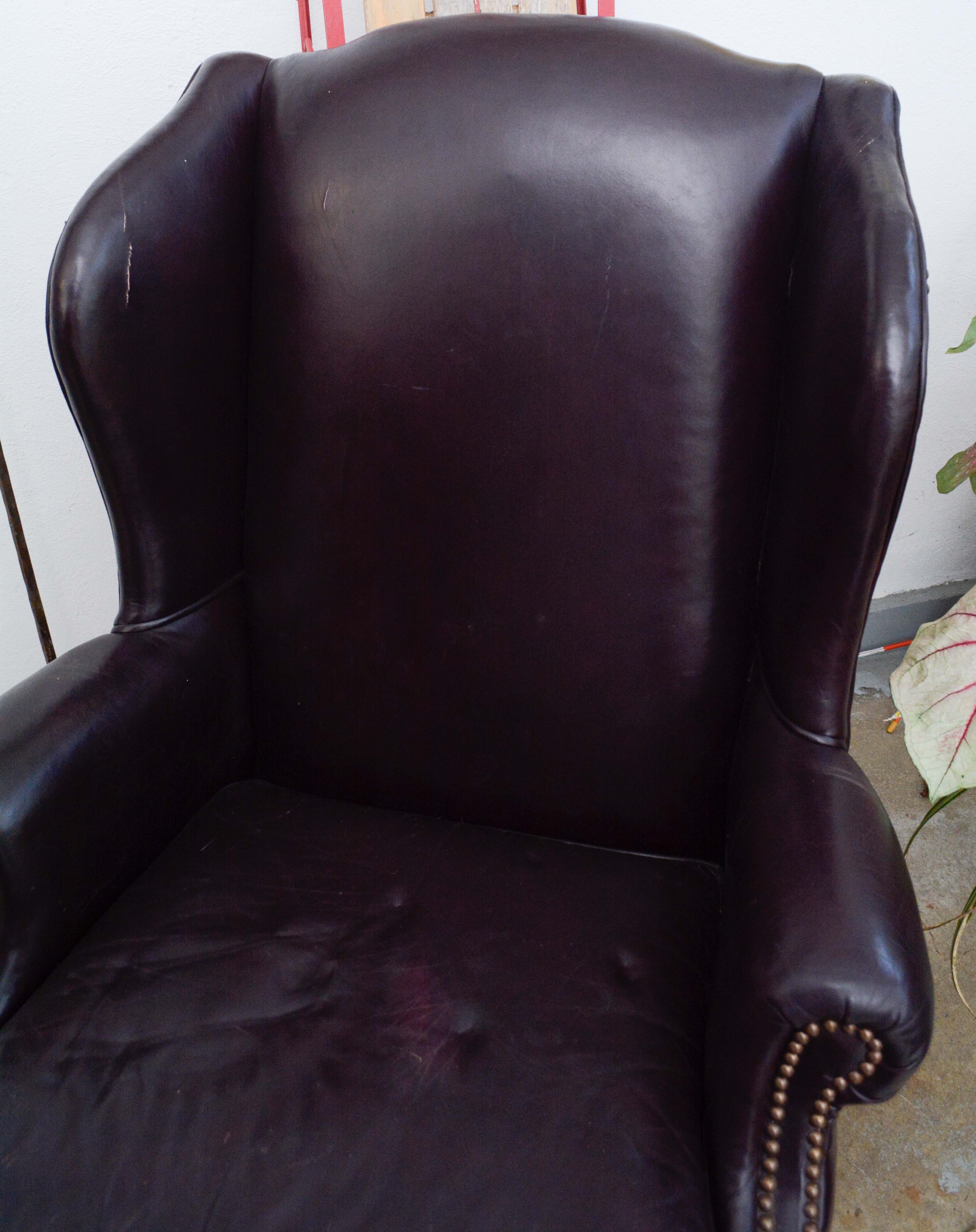 Leather Wingback Armchair by Classic Leather Inc.
