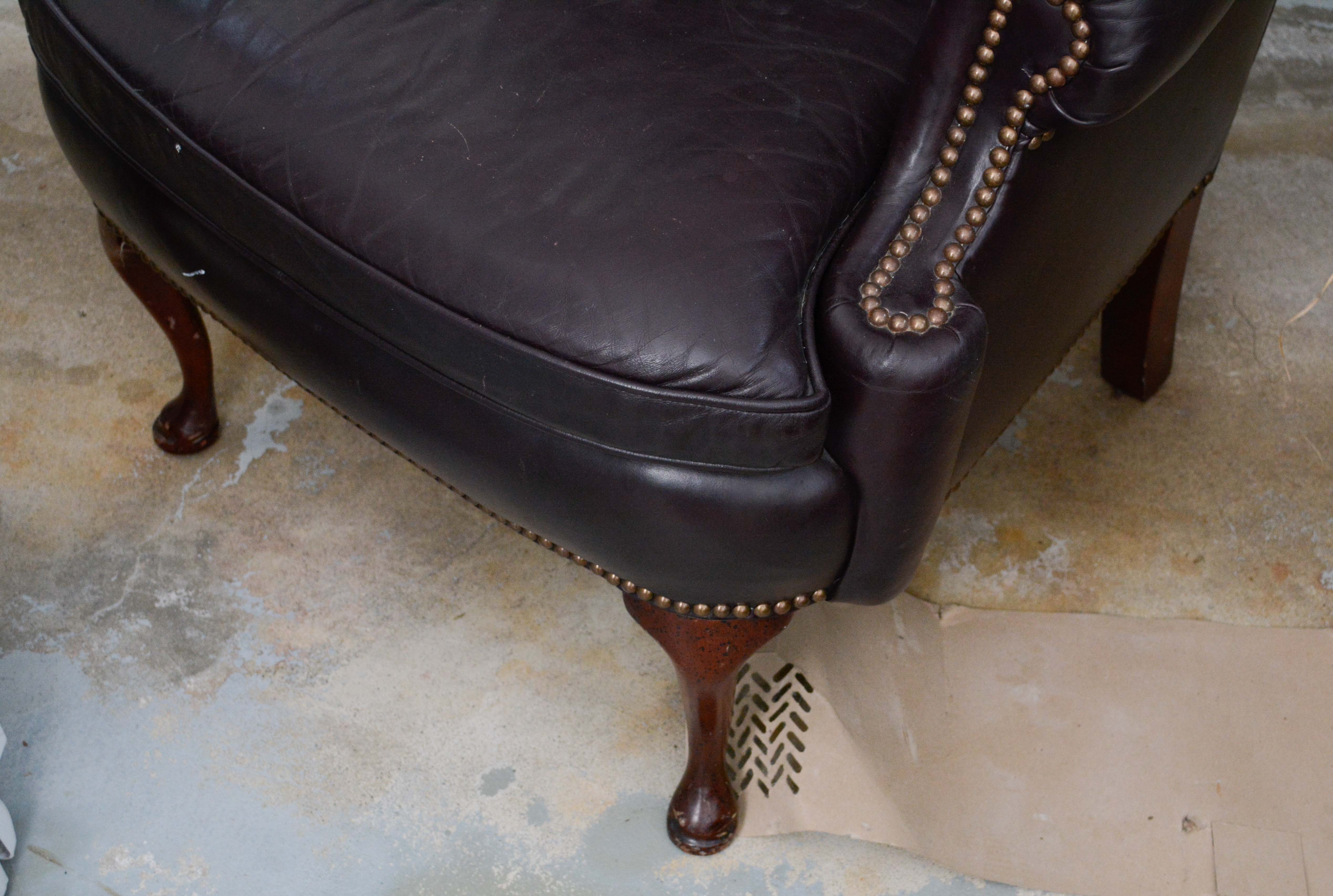 Leather Wingback Armchair by Classic Leather Inc.