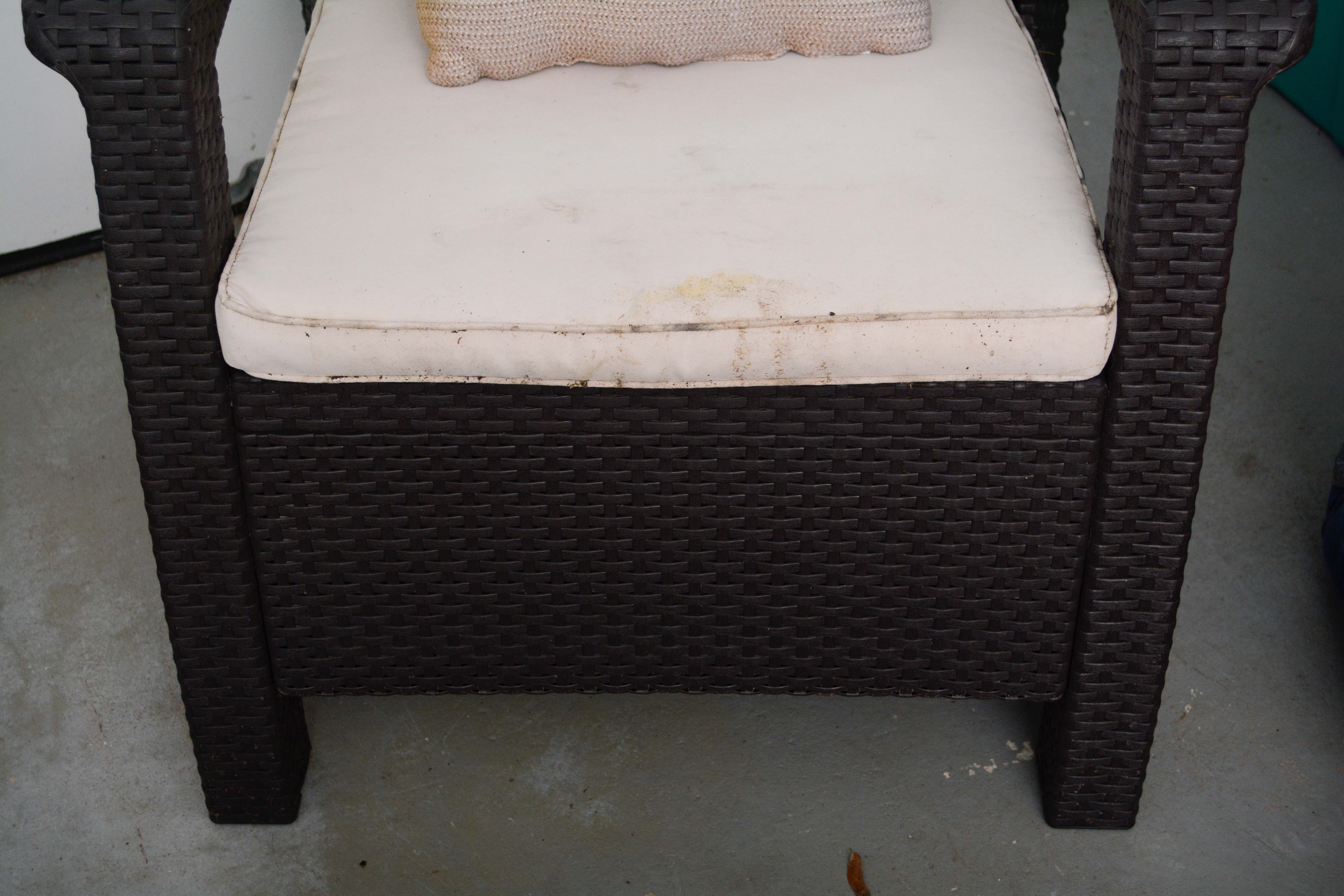 Wicker Weave Armchairs and Coffee Table