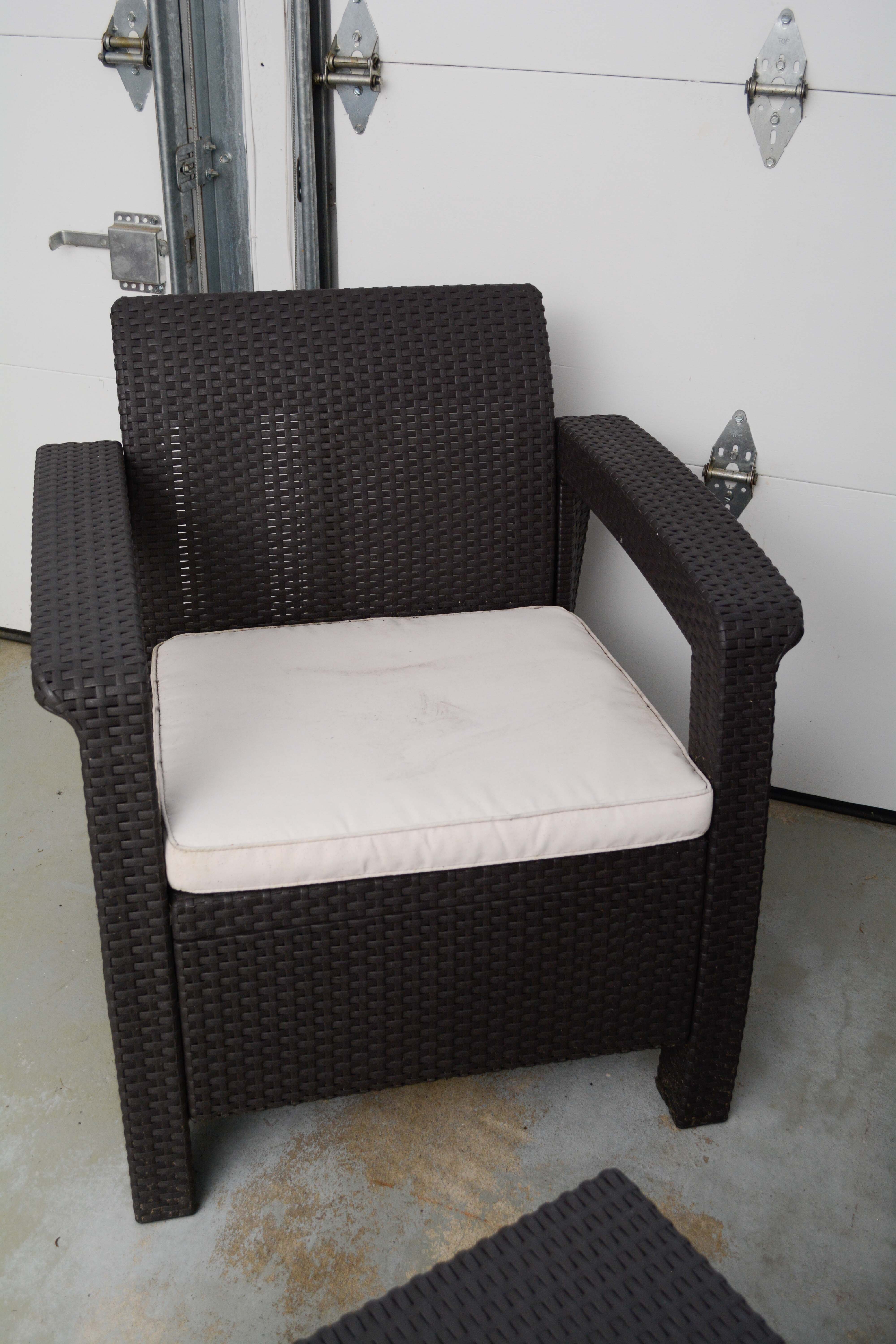 Wicker Weave Armchairs and Coffee Table