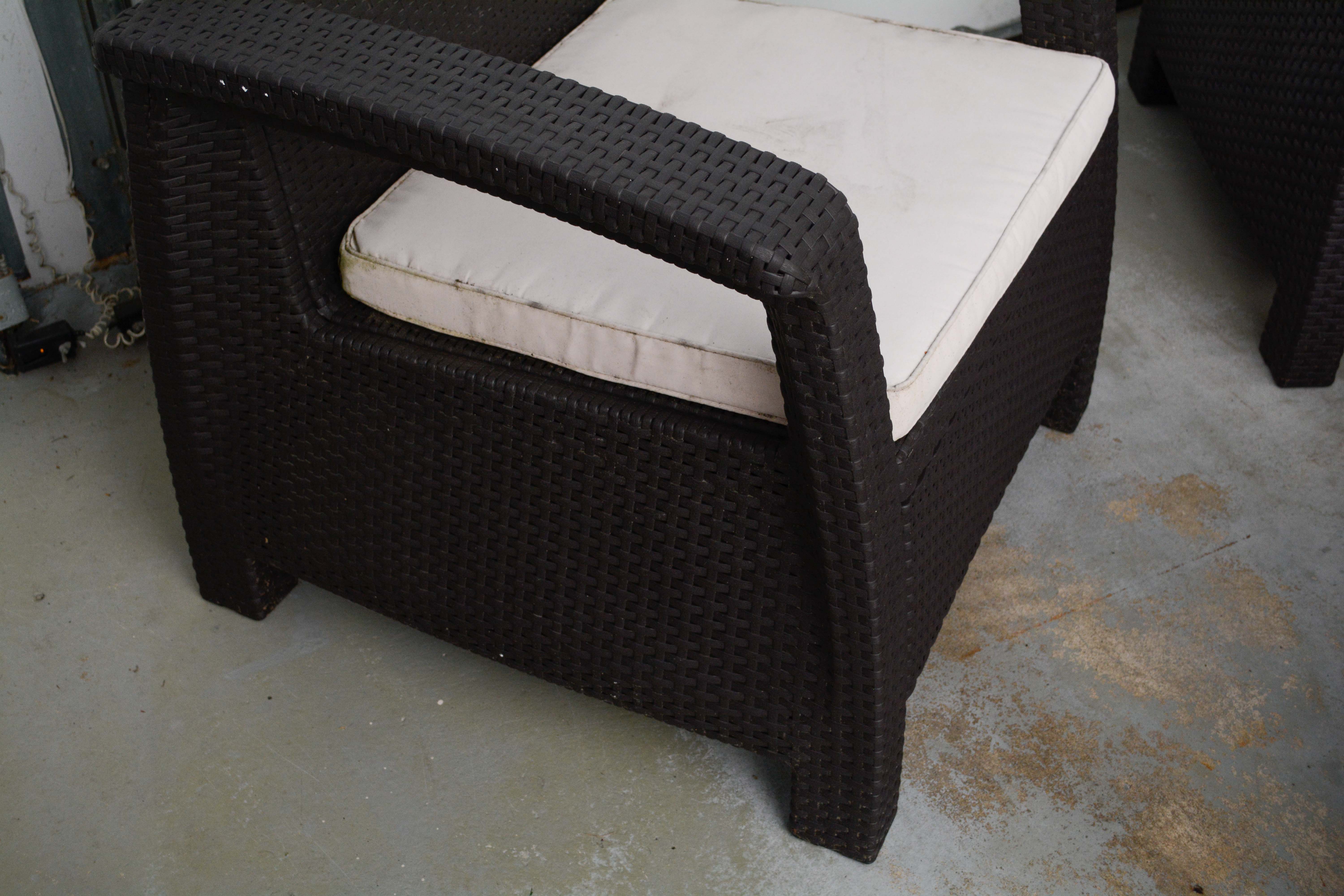 Wicker Weave Armchairs and Coffee Table