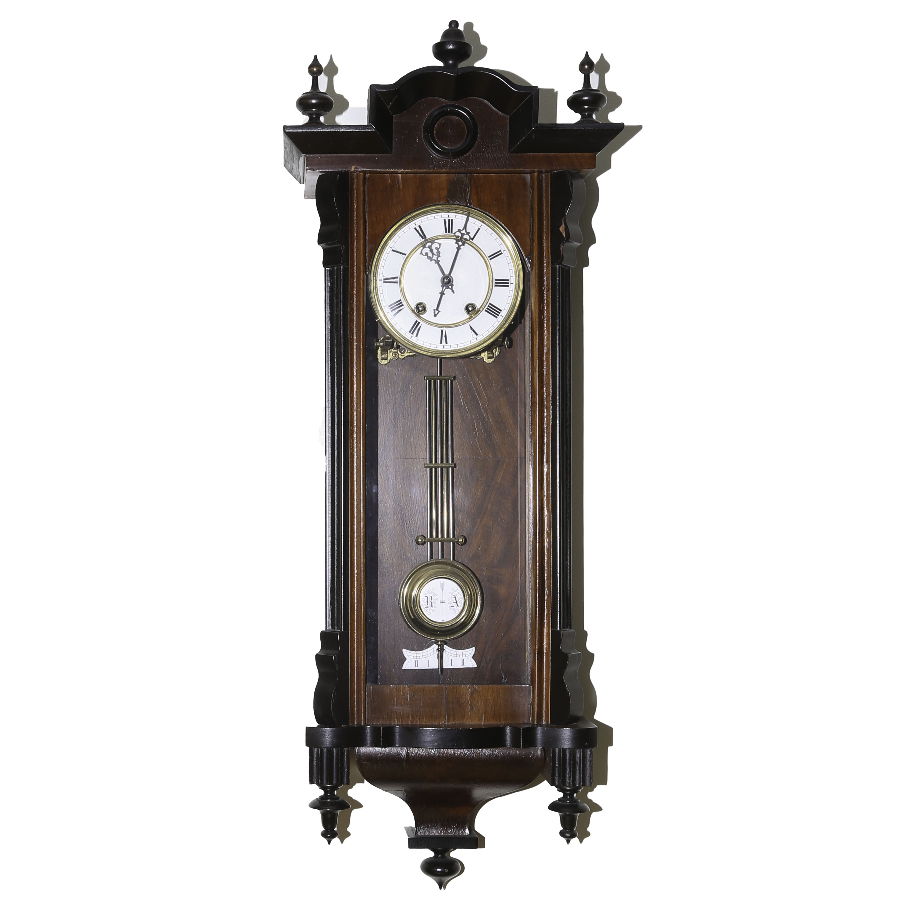 Antique German RA Regulator Mahogany Finish Pendulum Wall Clock