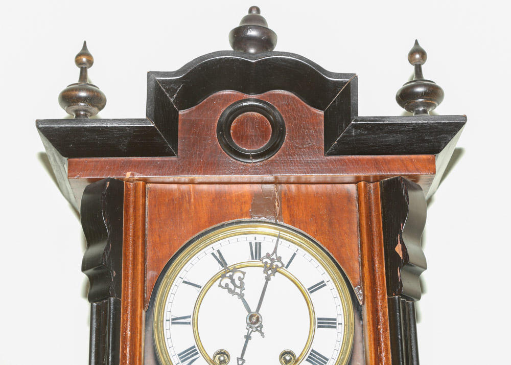 Antique German RA Regulator Mahogany Finish Pendulum Wall Clock